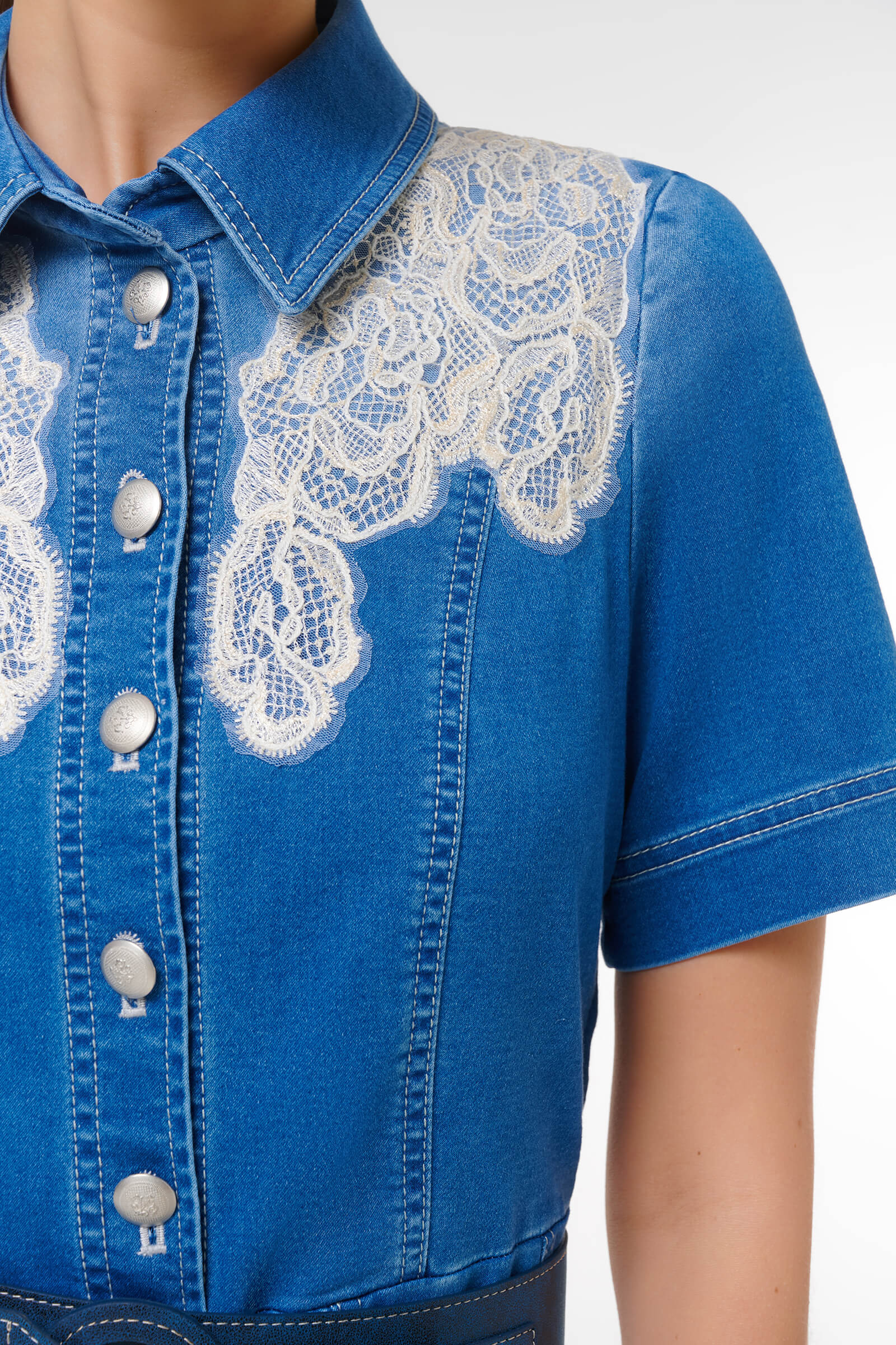 Платье из денима с кружевом Бренд Caterina Leman