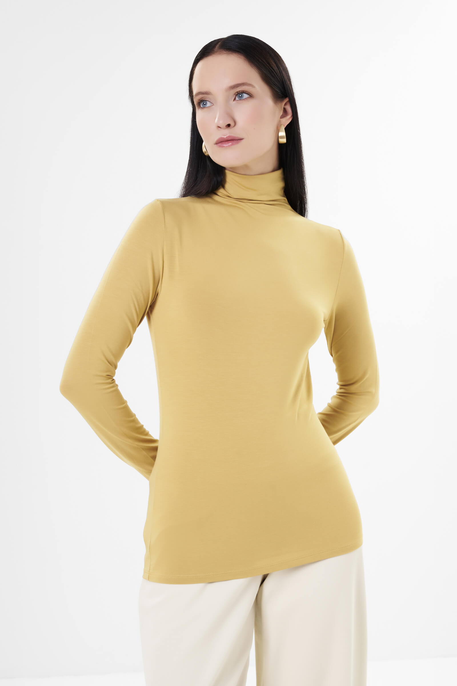 Водолазка из модала цвета Бежевый 