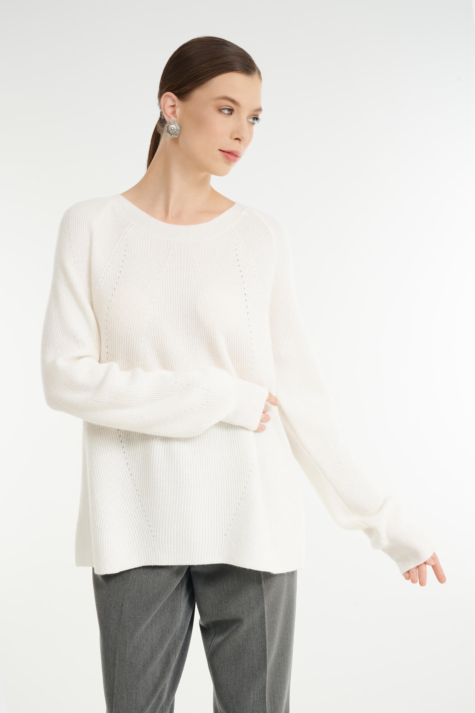 Удлиненный джемпер в рубчик Бренд Rocco Ragni