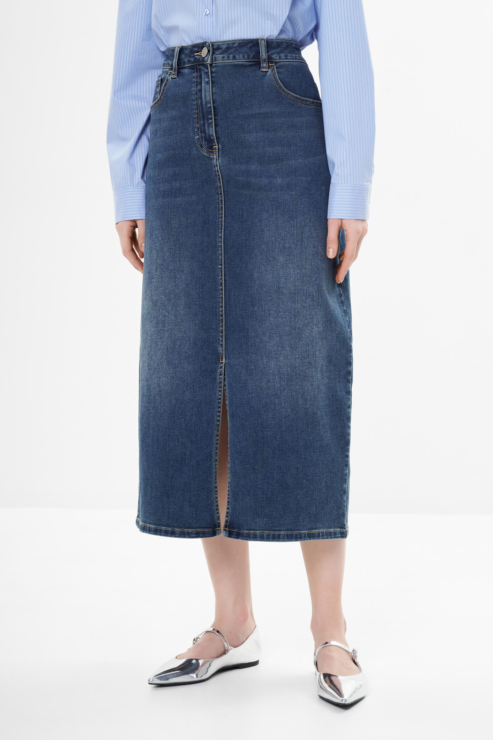 Джинсовая юбка цвета Синий 