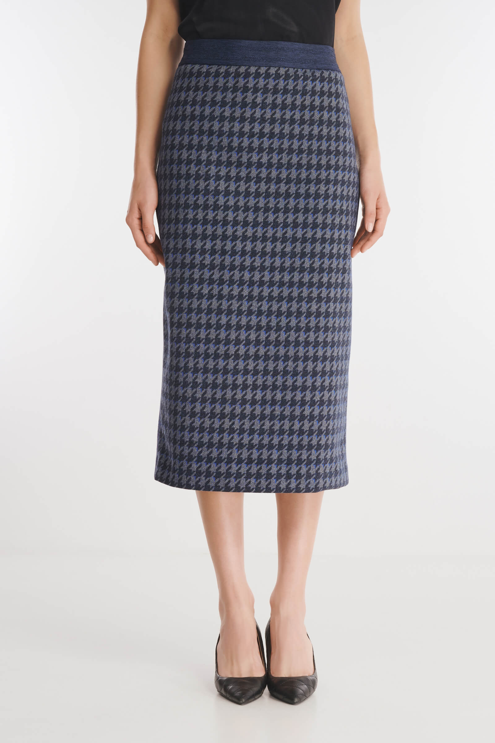 Юбка-карандаш с принтом пье-де-пуль цвета Синий 