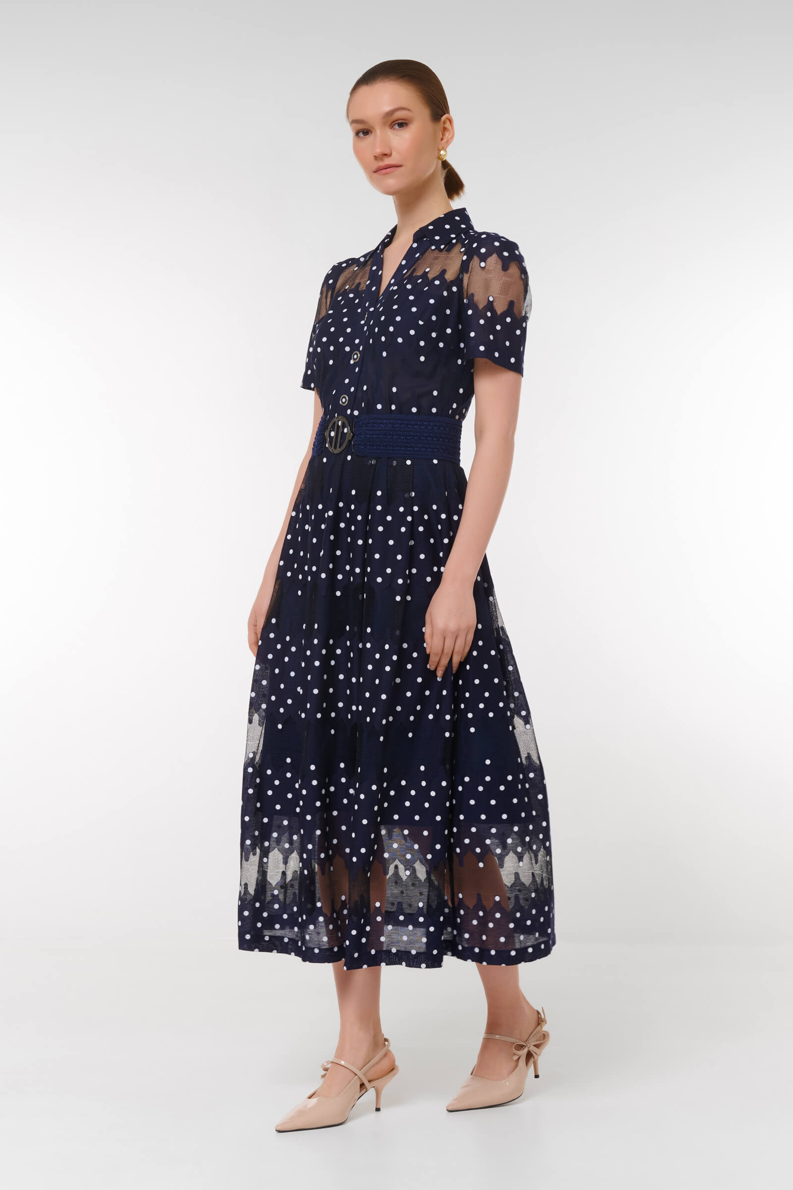 Платье в горох с кружевом Бренд Caterina Leman