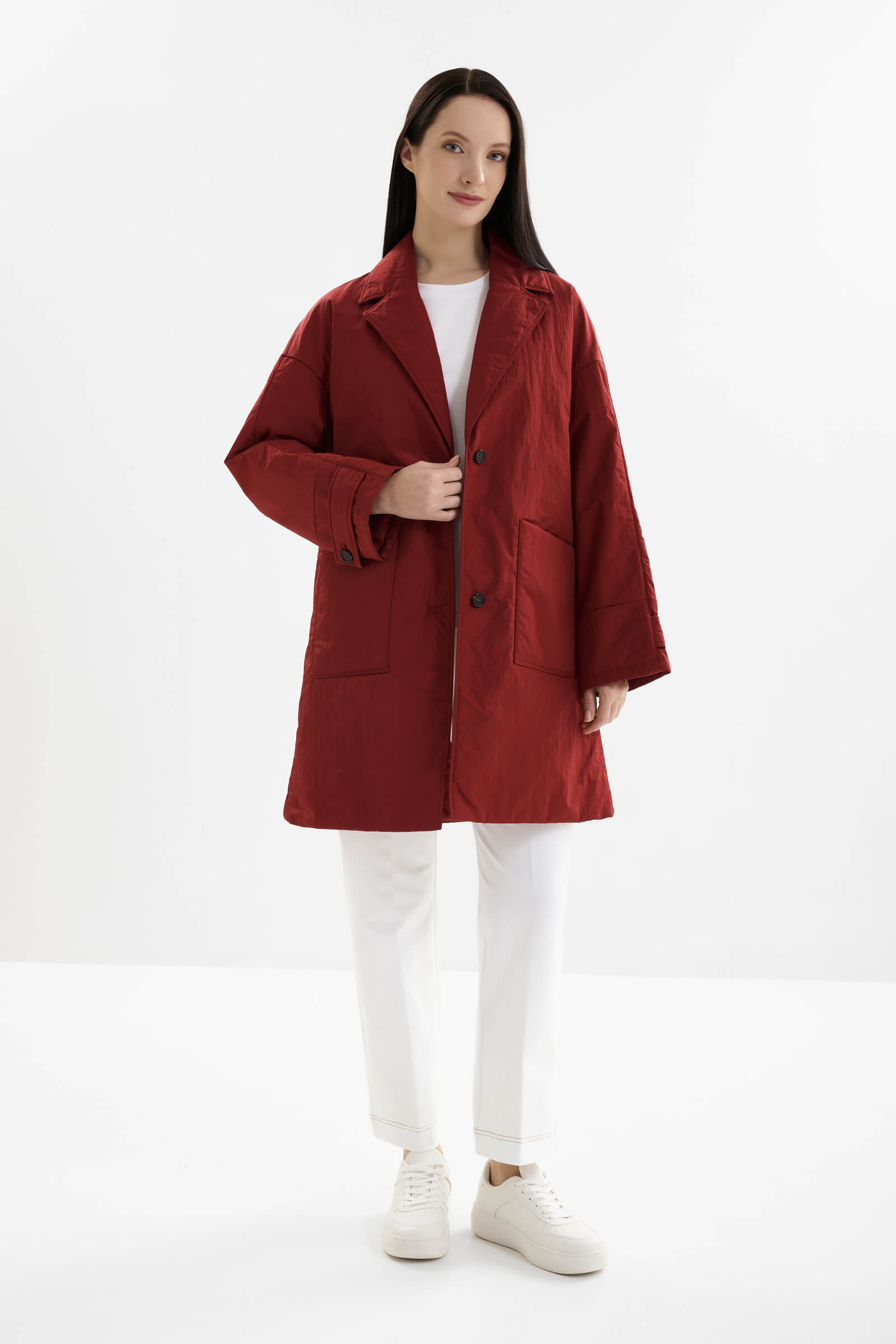 Удлиненная куртка из водонепроницаемого и ветрозащитного материала на пуговицах Бренд MM