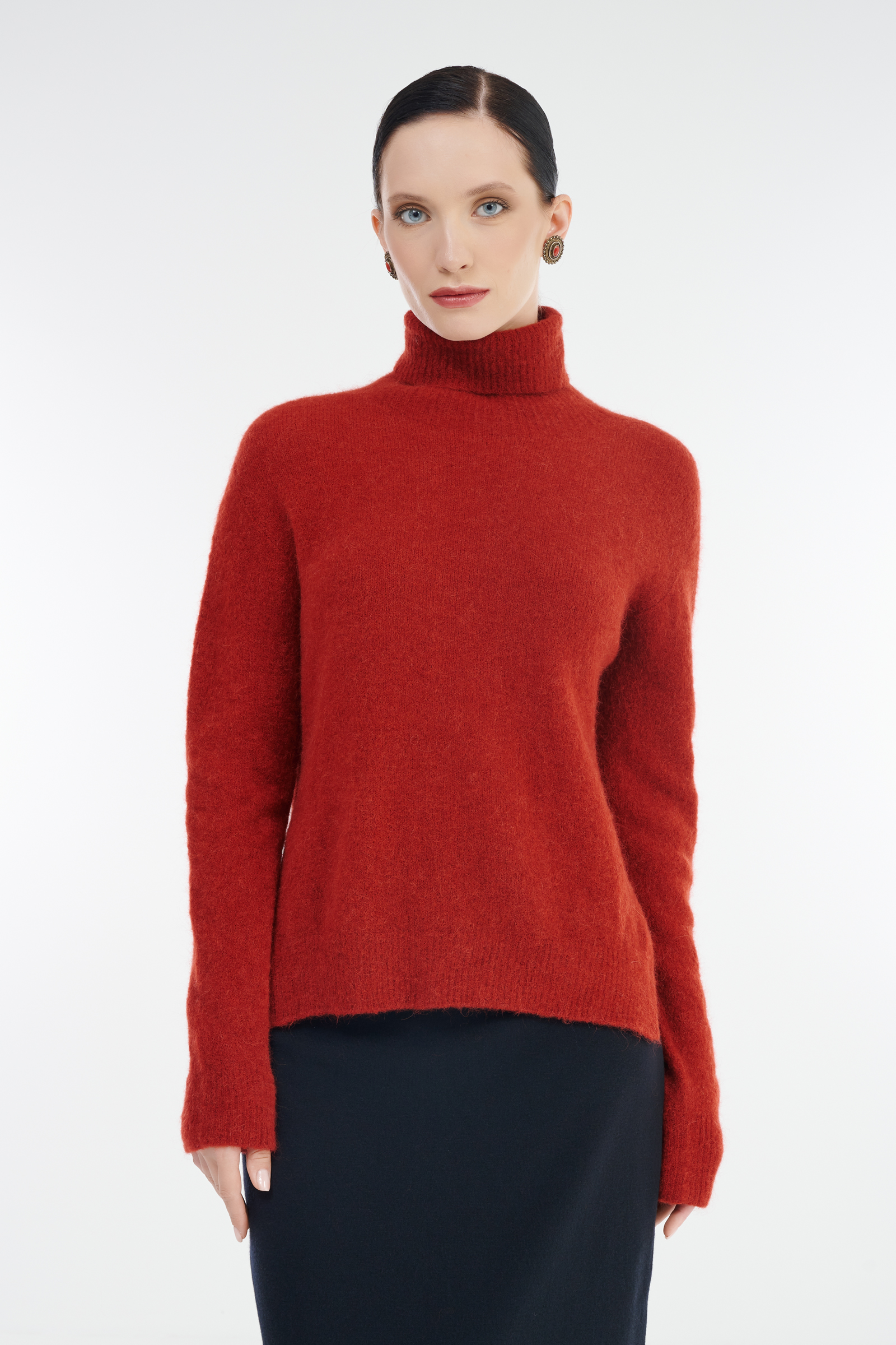Свитер с воротником с отворотом цвета Красный