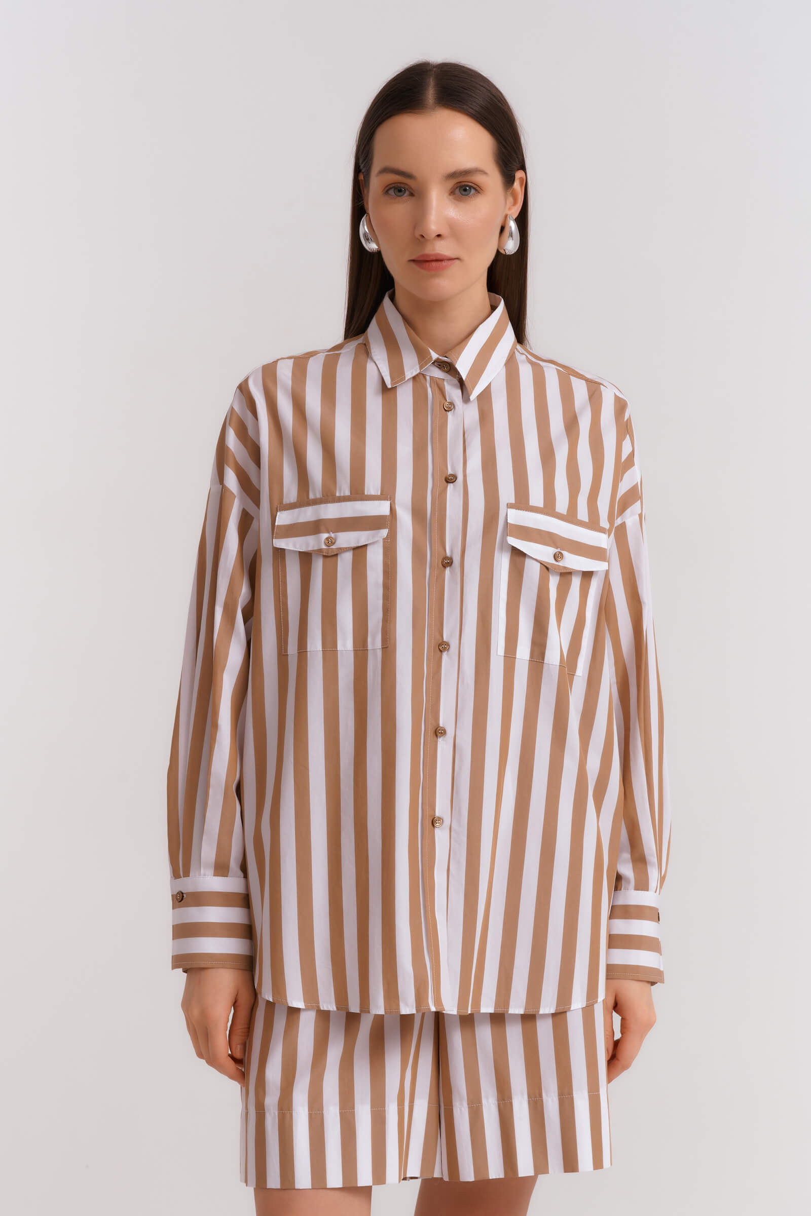 Рубашка в полоску цвета Мультиколор 