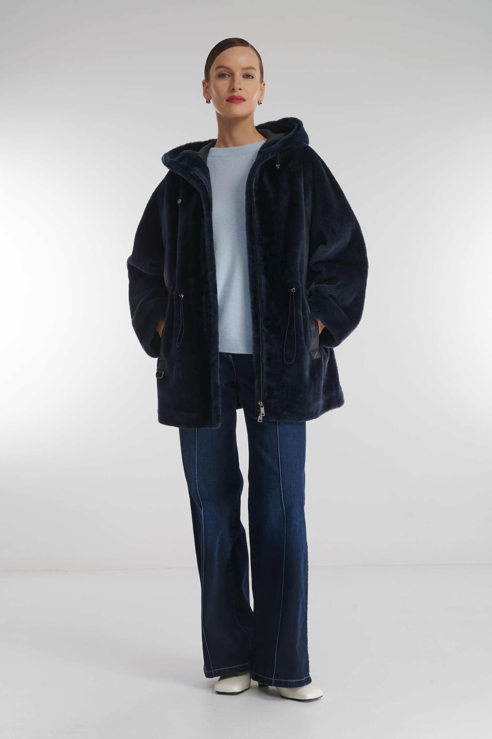 Удлиненная дубленка из натурального меха Бренд Caterina Leman