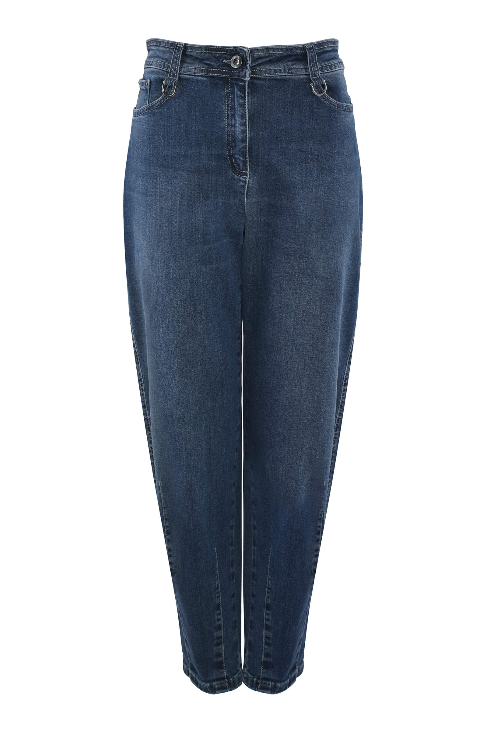 Зауженные джинсы на высокой посадке цвета Синий 