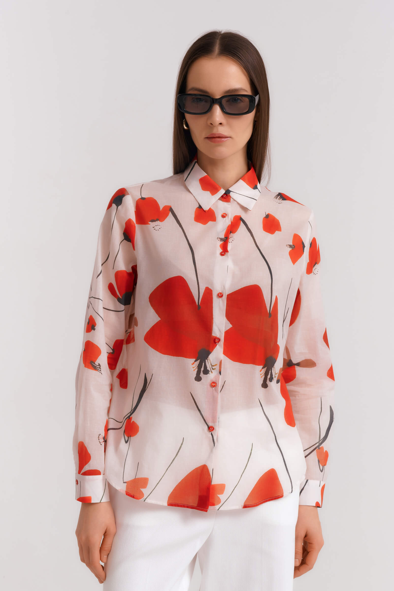 Рубашка с цветочным принтом цвета Мультиколор 