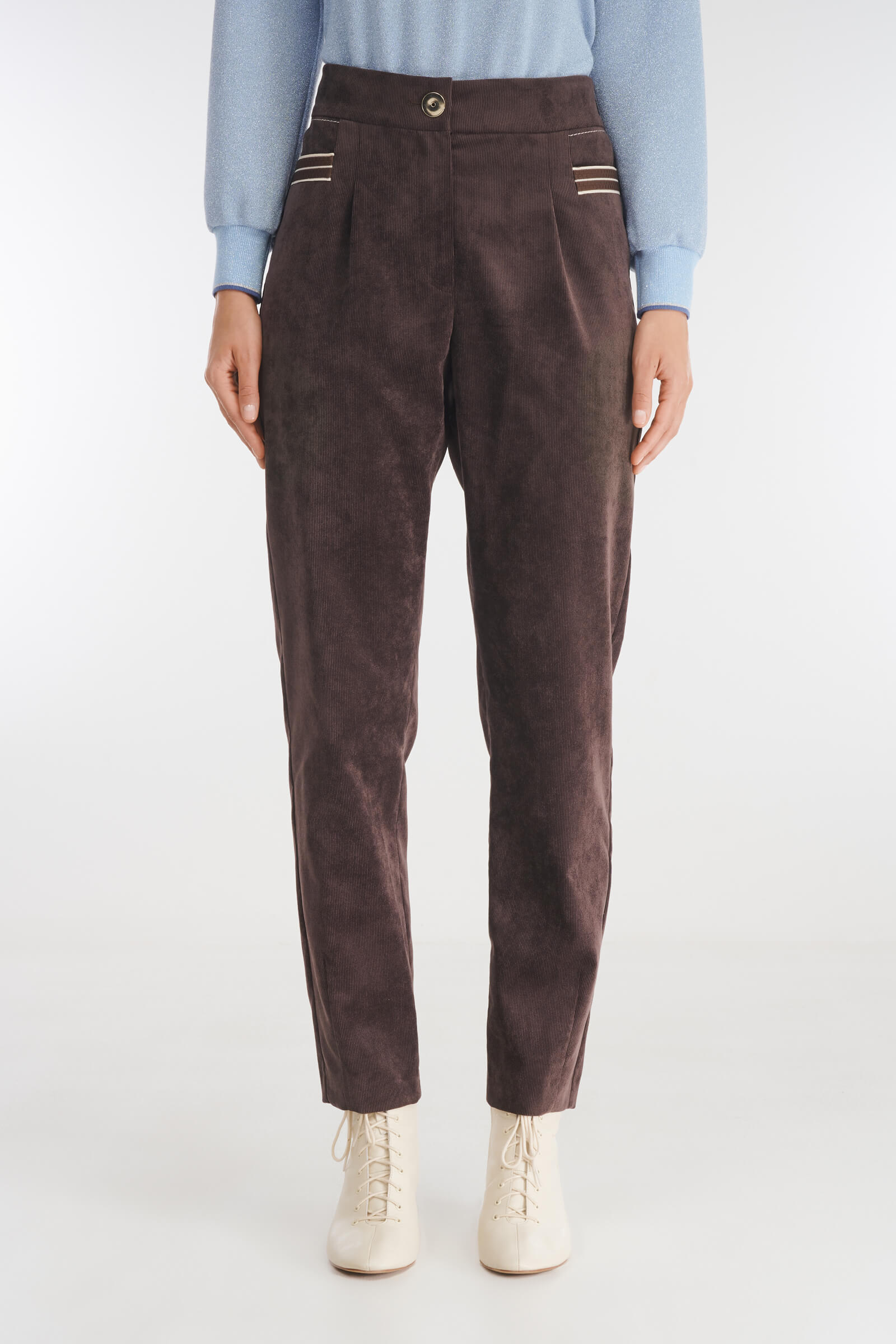 Зауженные брюки из вельвета цвета Коричневый 
