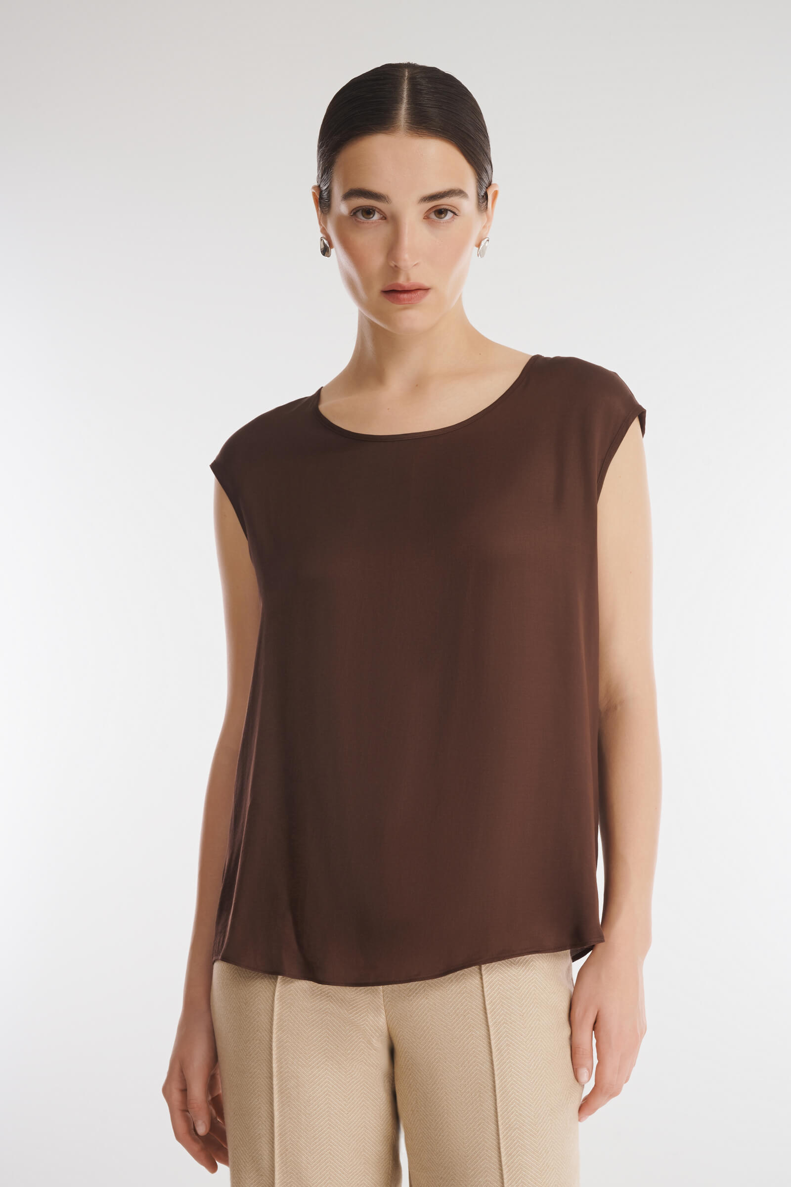 Топ из 100% вискозы цвета Коричневый 