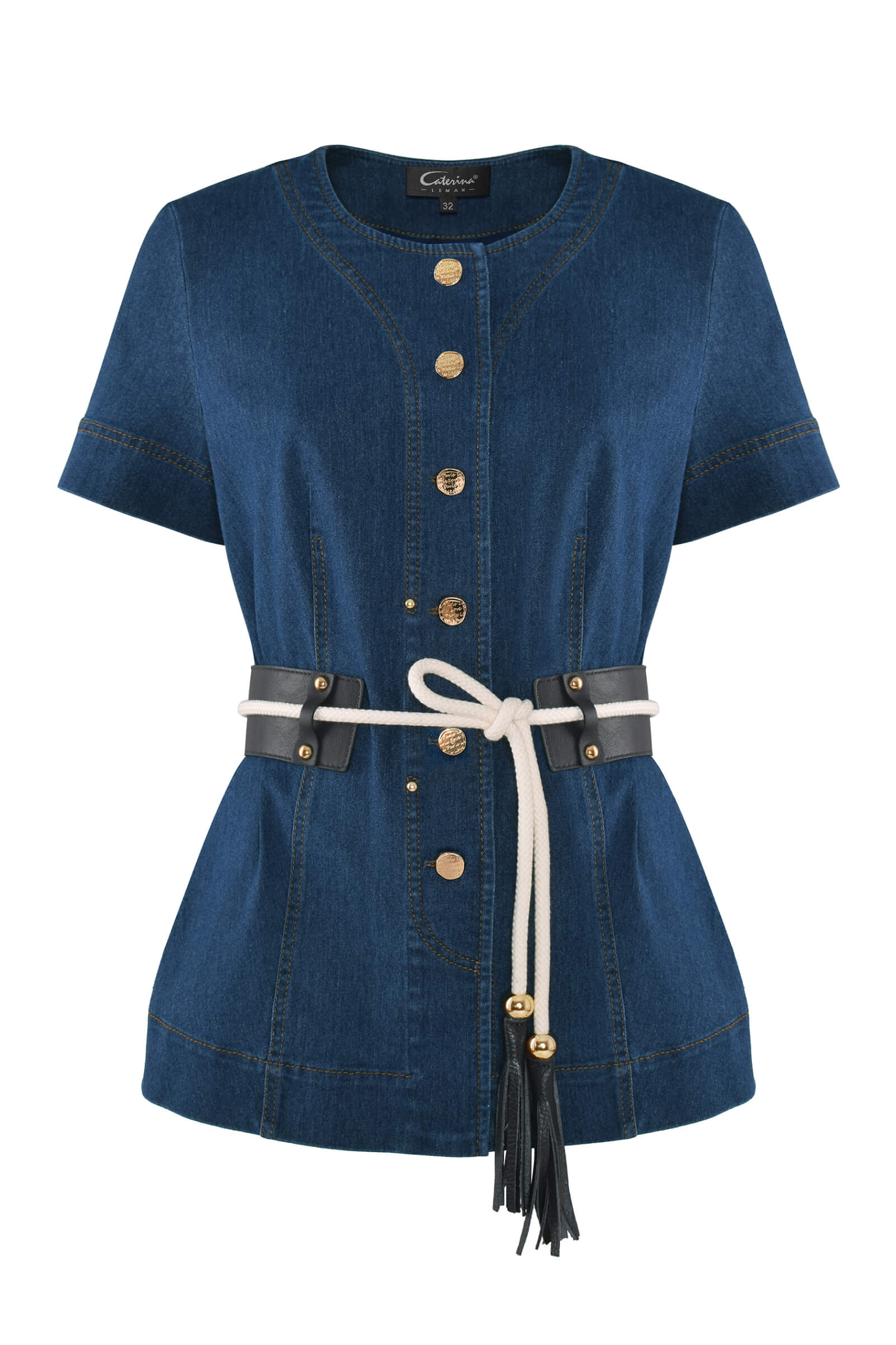 Жакет из денима на пуговицах цвета Синий 