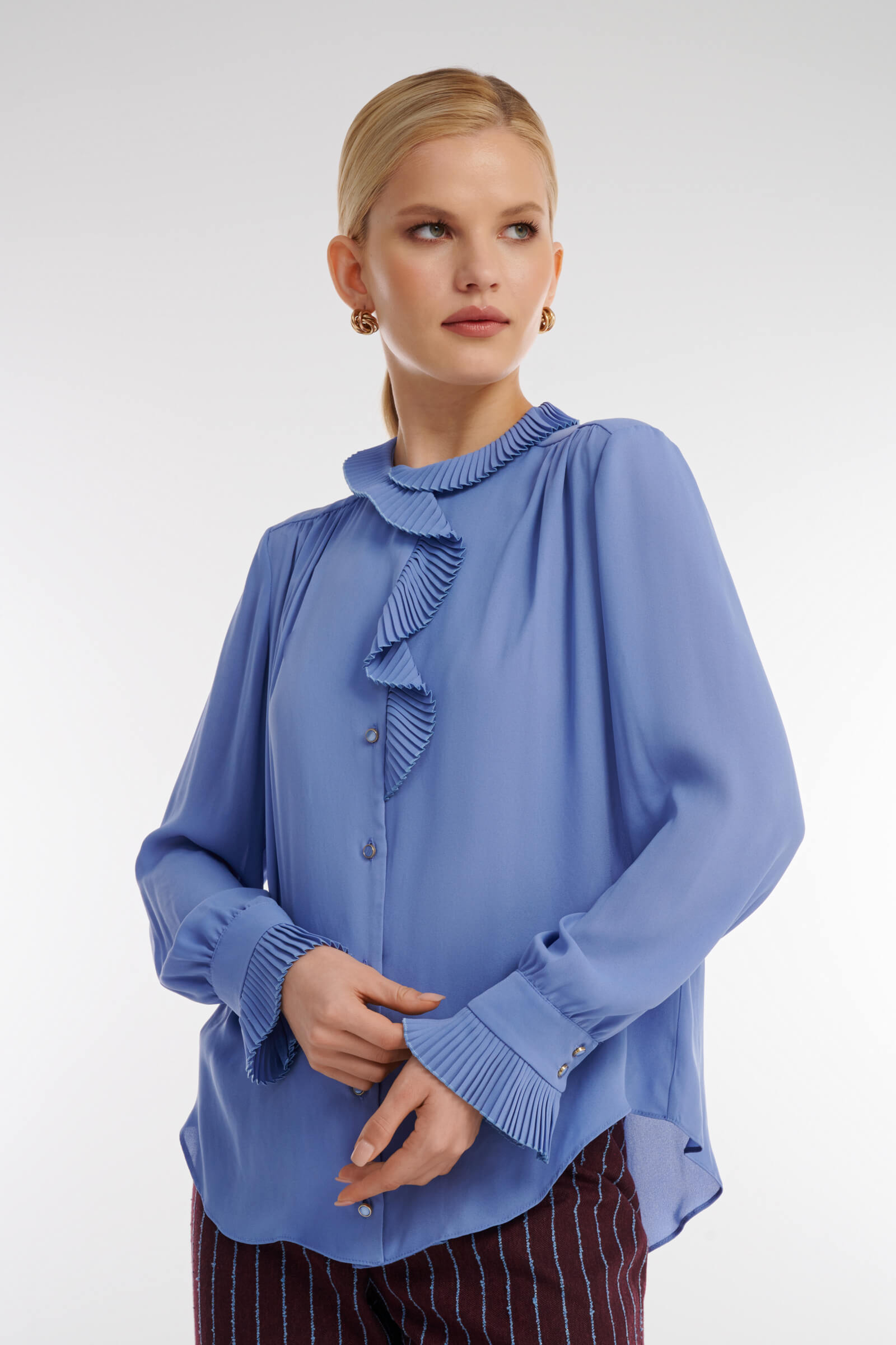 Рубашка с длинным рукавом цвета Голубой 