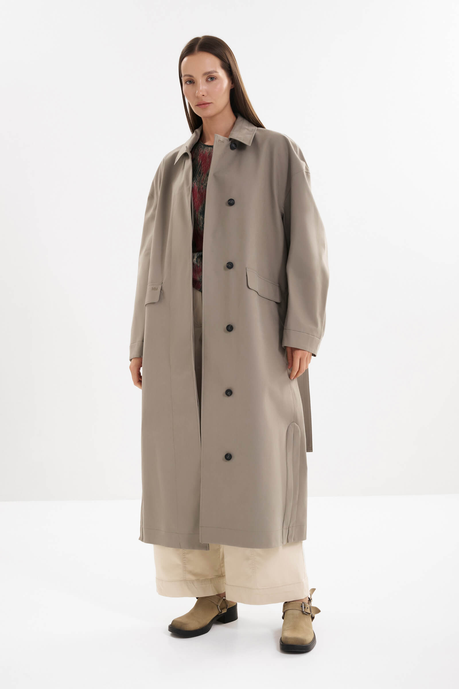 Плащ из хлопкового габардина с защитой от ветра и дождя Бренд MM