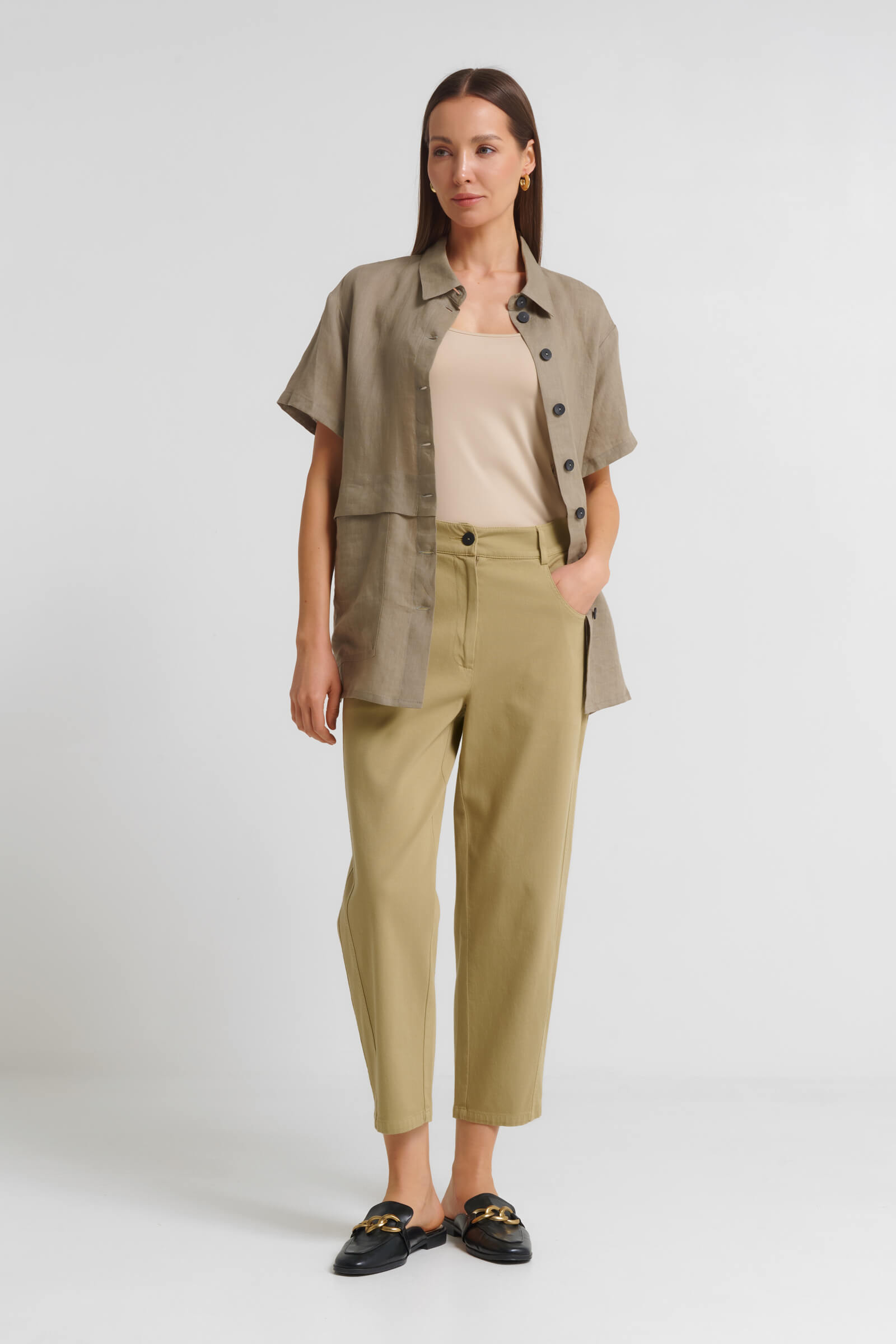 Укороченные брюки из хлопка Бренд Sarah Pacini