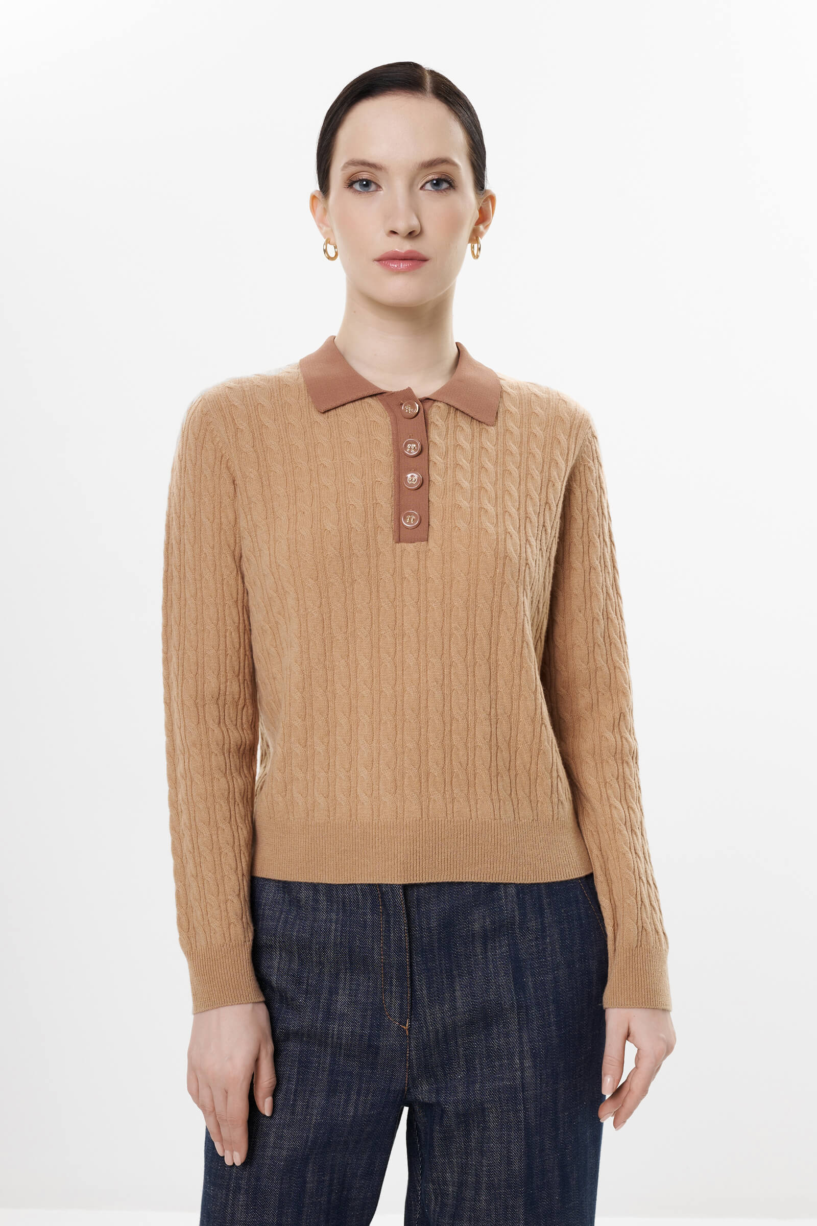 Джемпер из шерсти и кашемира цвета Бежевый 