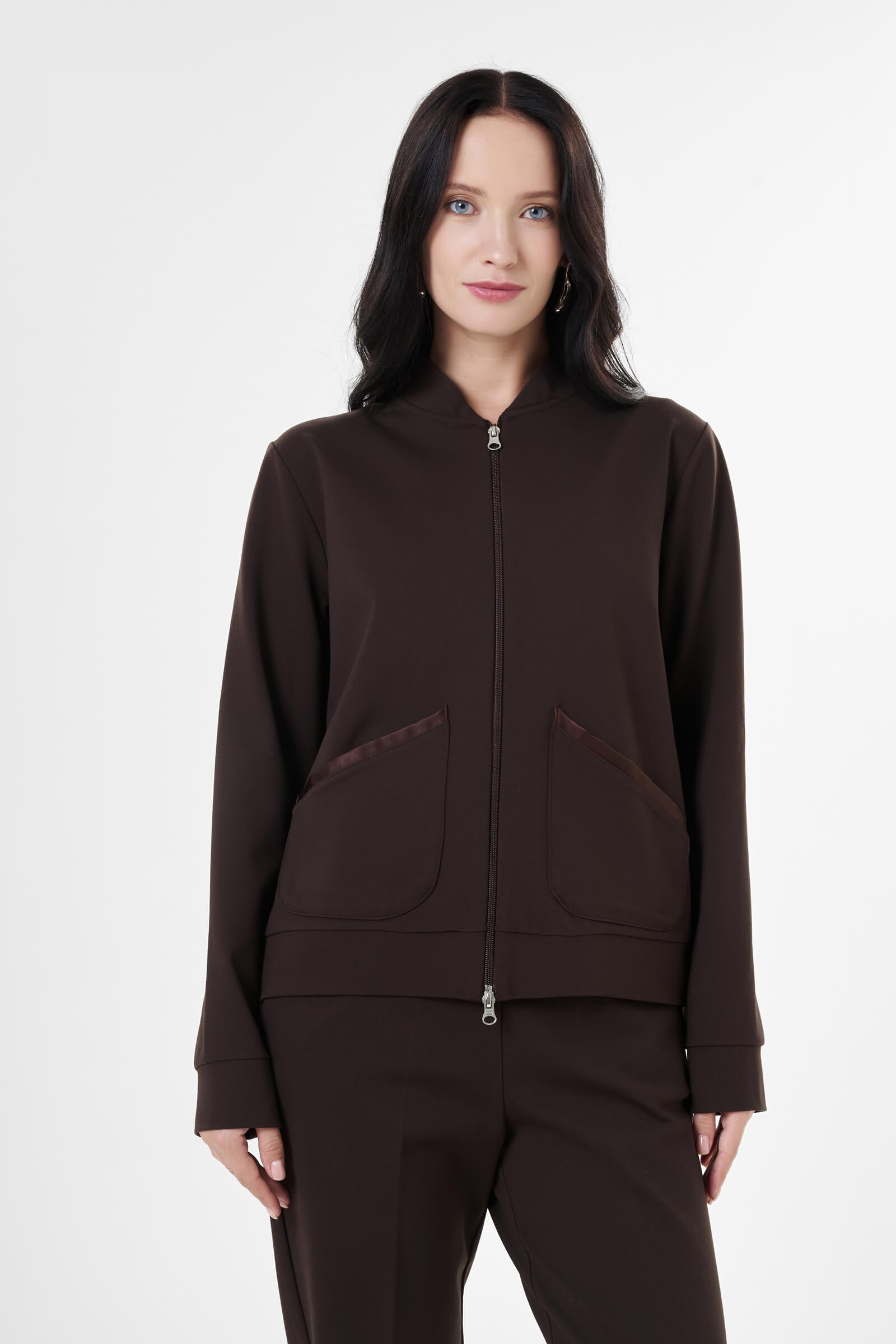 Толстовка из смесовой вискозы с пайетками цвета Коричневый 