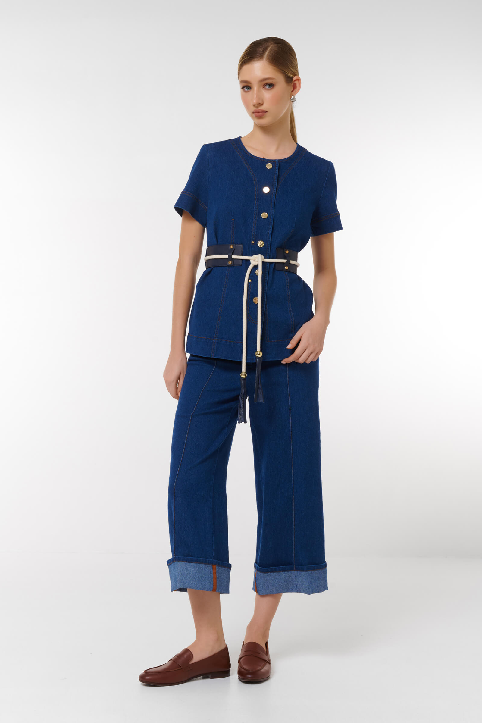 Кюлоты из денима с подворотами Бренд Caterina Leman