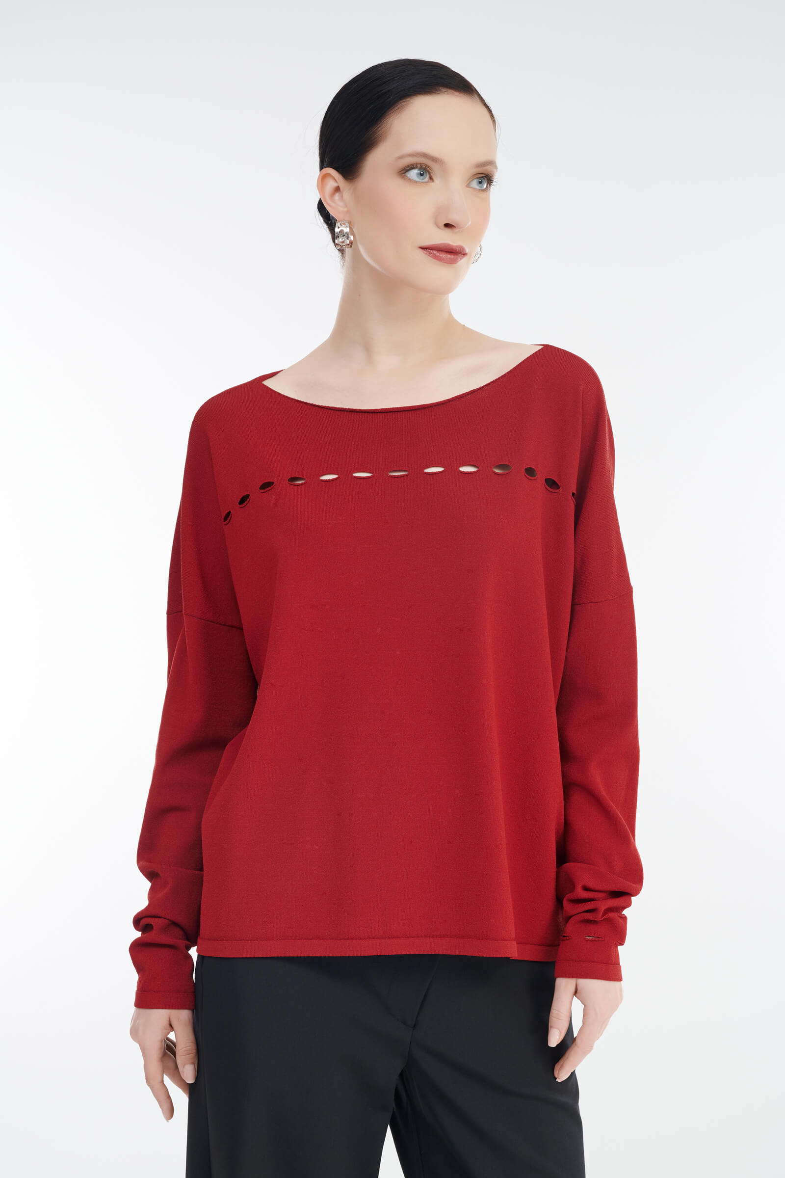Джемпер с вырезом-лодочкой цвета Красный 