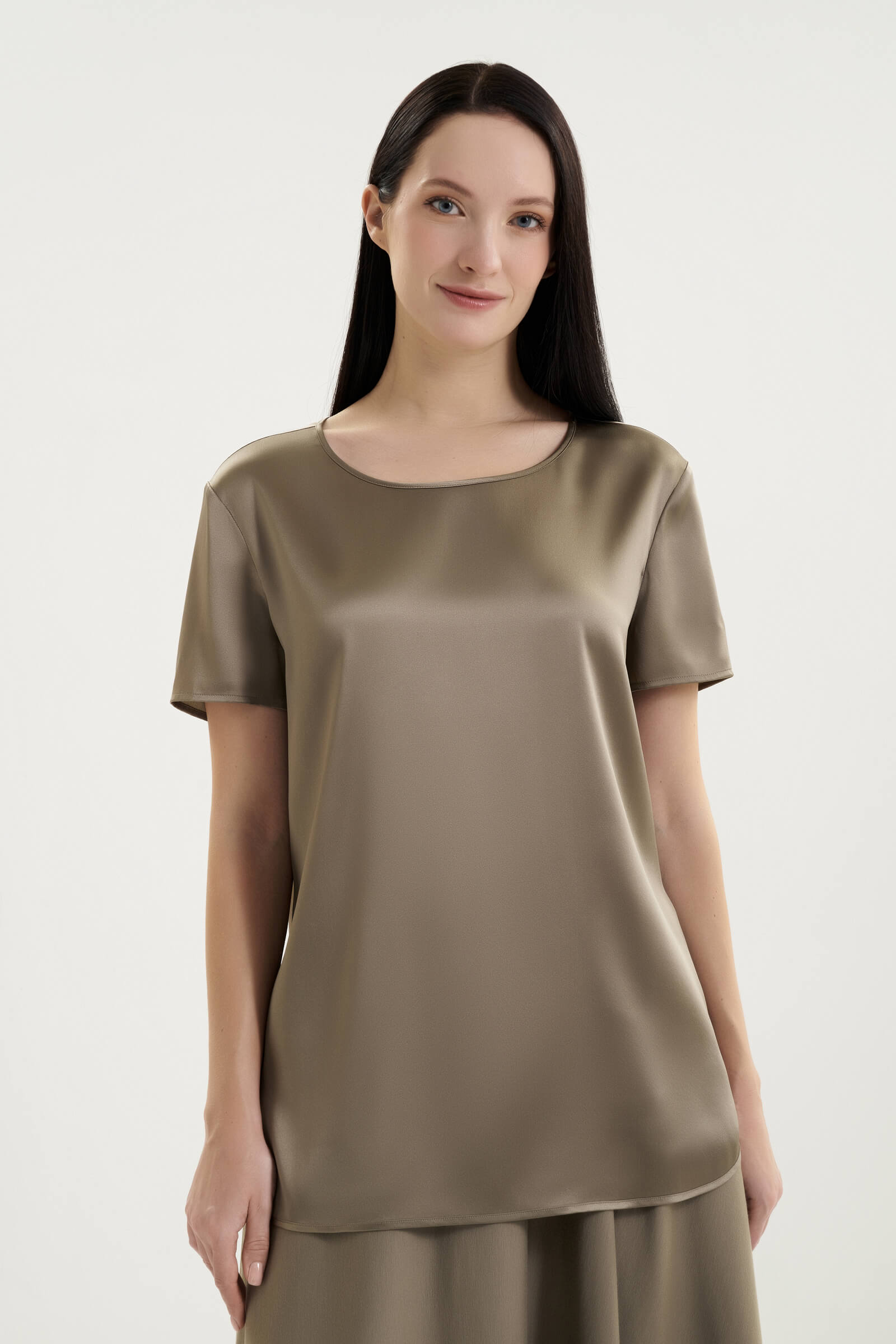 Шелковая блузка цвета Коричневый 