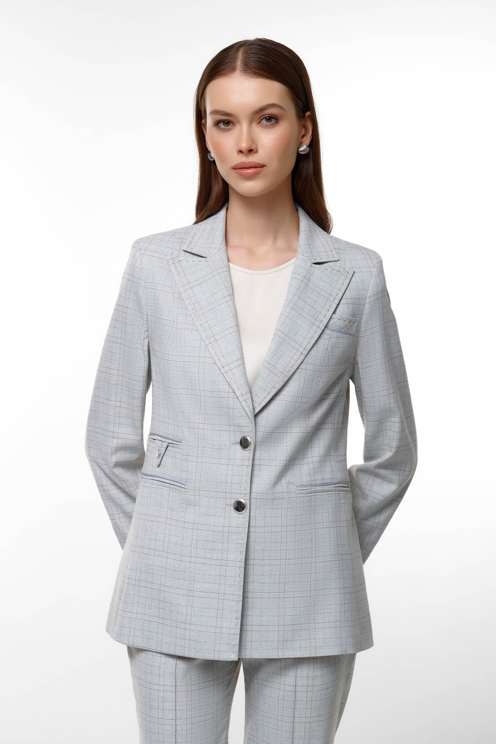 Жакет с отложным воротником цвета Серый 