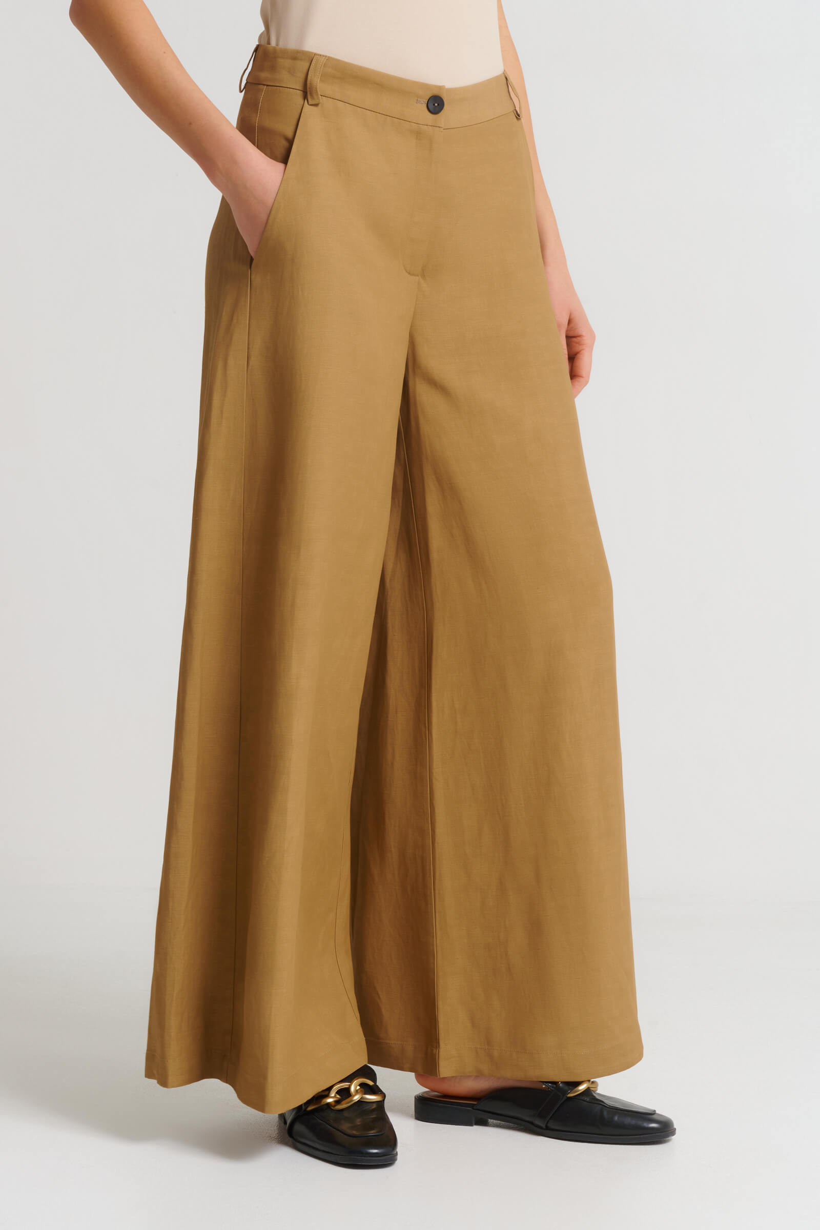 Широкие брюки с добавлением льна Бренд Sarah Pacini