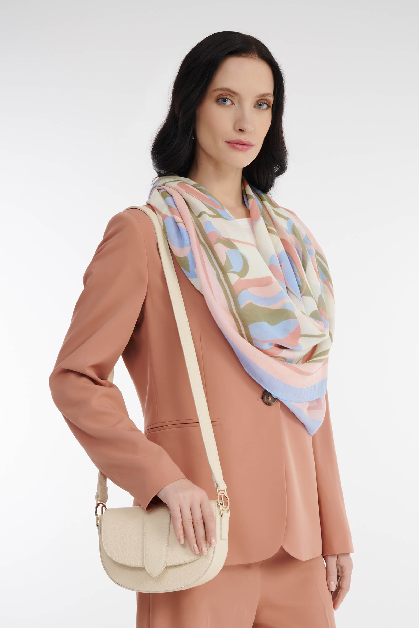 Кожаная сумка кросс-боди цвета Бежевый 