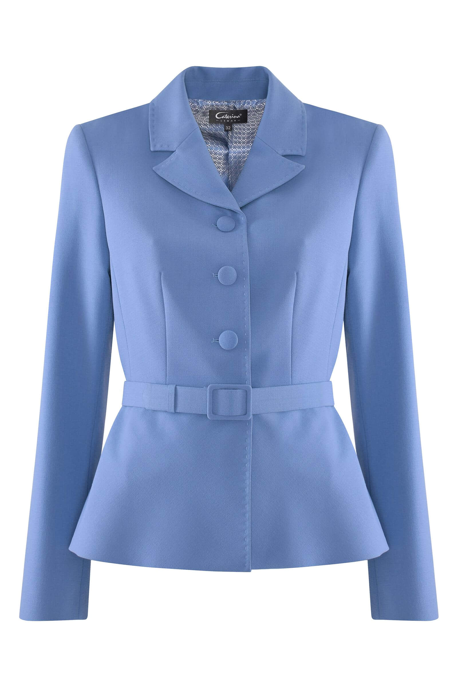 Приталенный жакет с баской цвета Голубой 