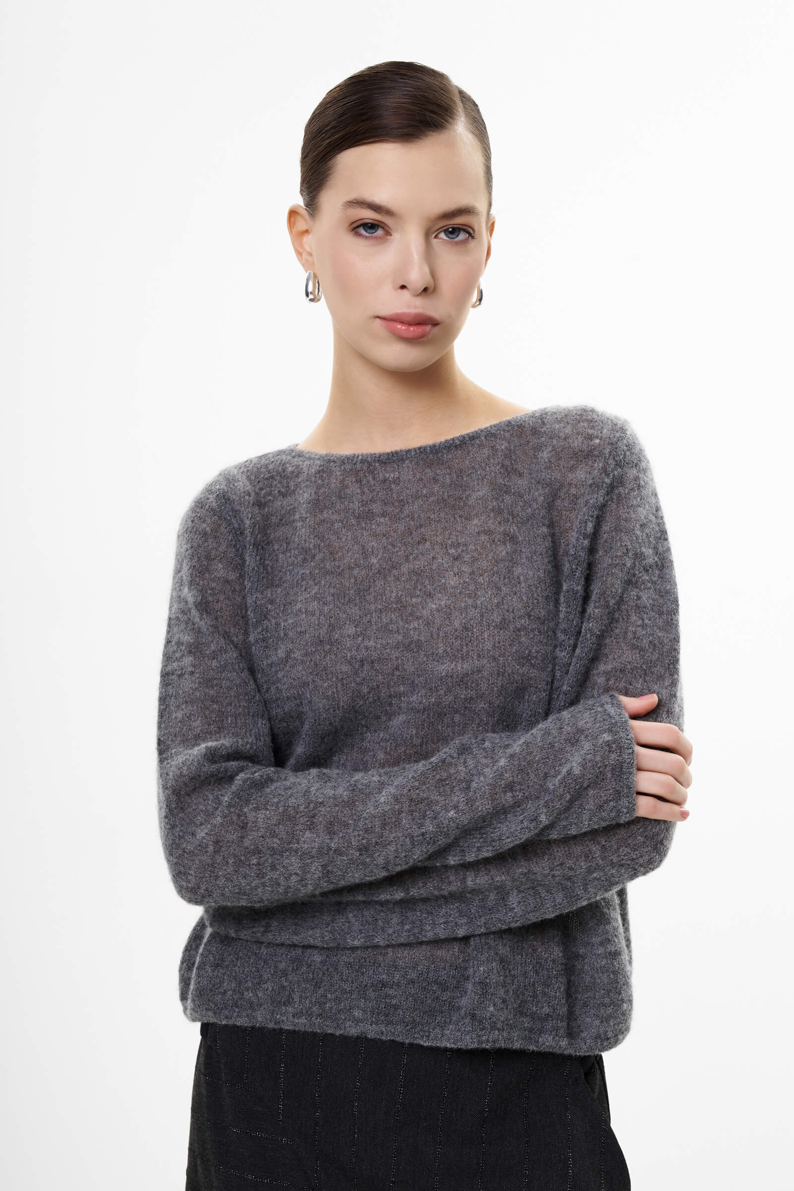 Джемпер из шерсти альпаки цвета Серый 