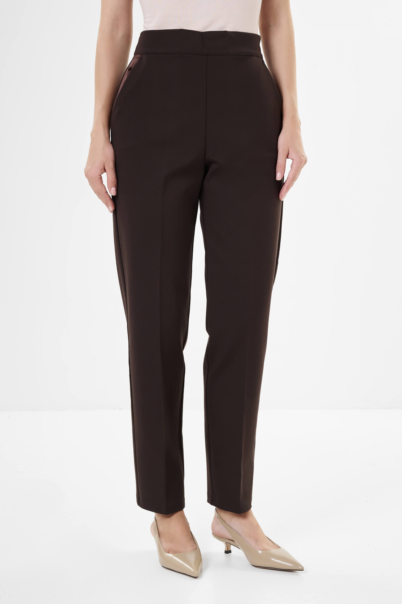 Зауженные брюки из смесовой вискозы цвета Коричневый 