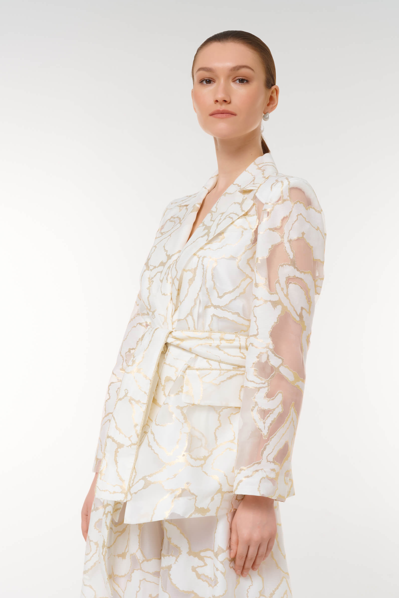 Жакет с поясом и абстрактным принтом Бренд Caterina Leman