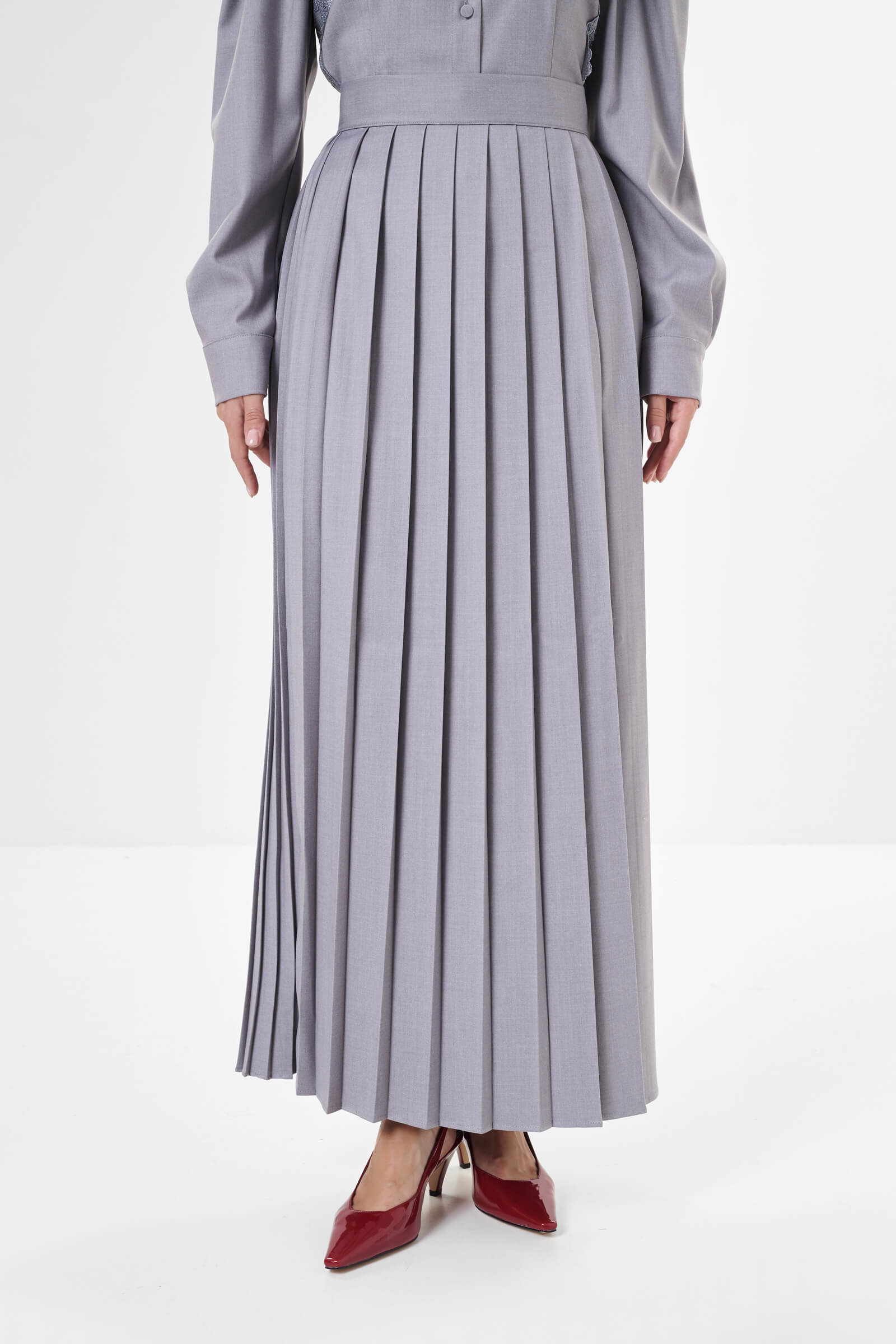 Плиссированная юбка макси цвета Серый 