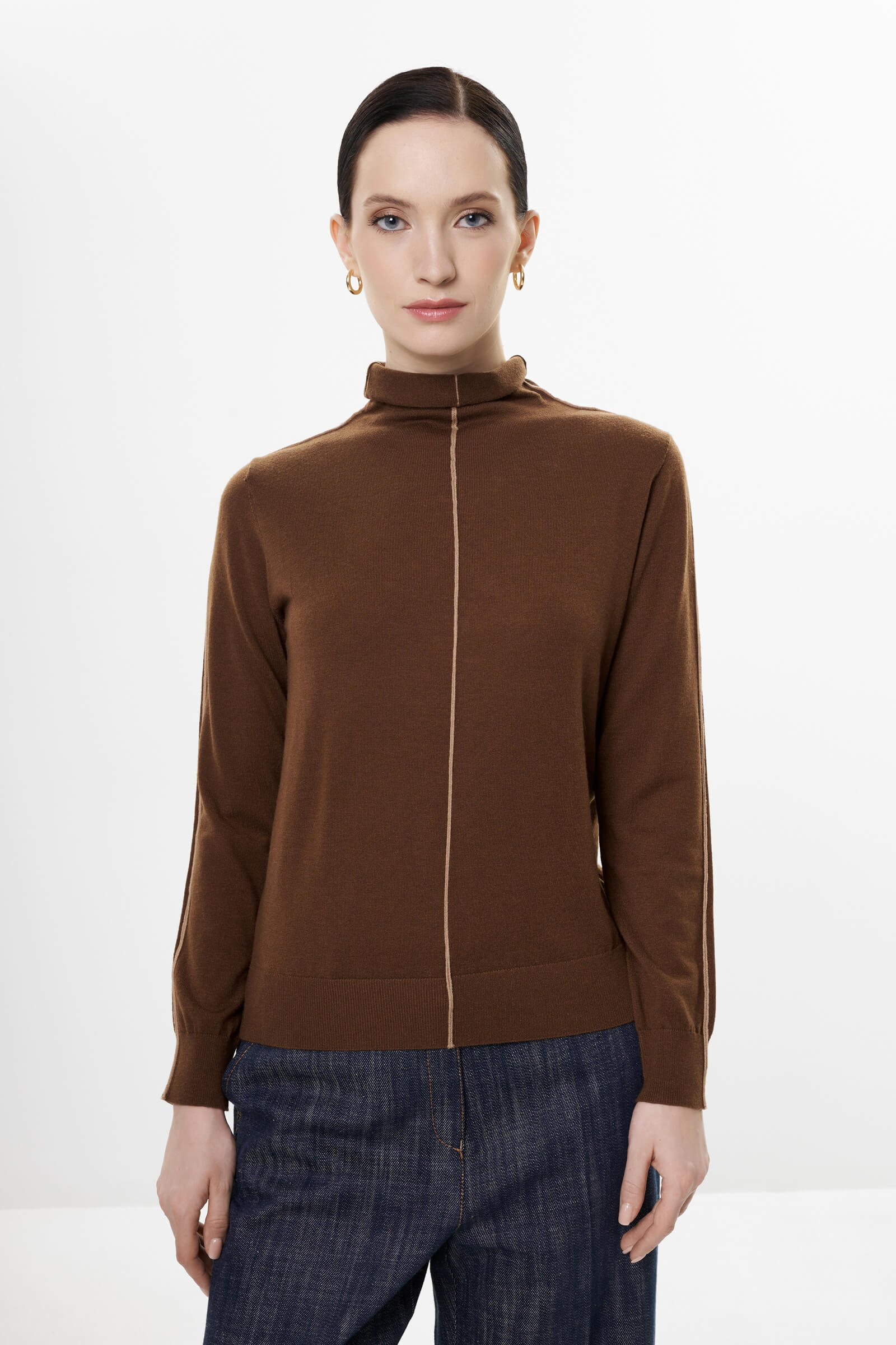 Водолазка с добавлением шерсти цвета Коричневый 