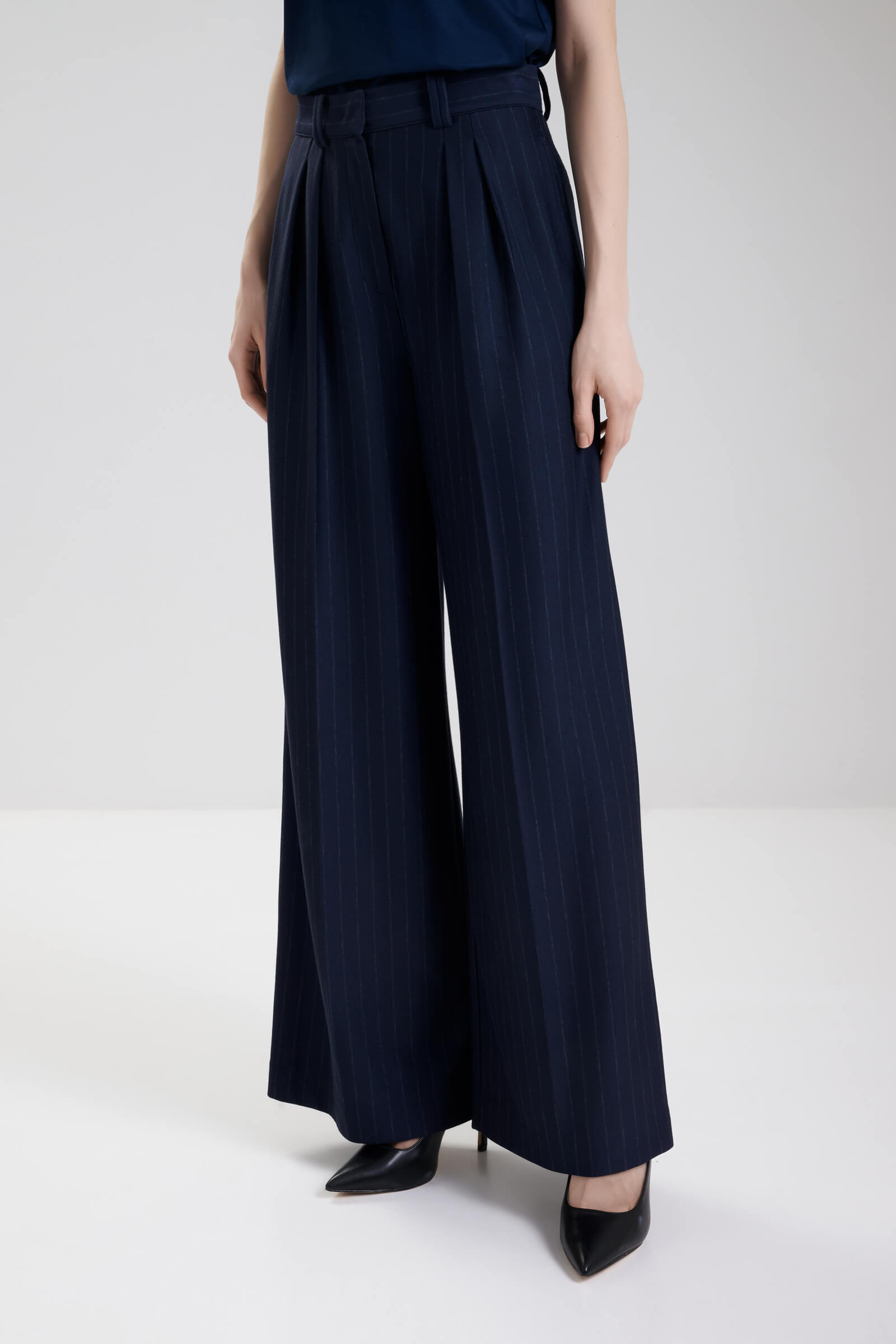 Брюки-палаццо в полоску цвета Синий 