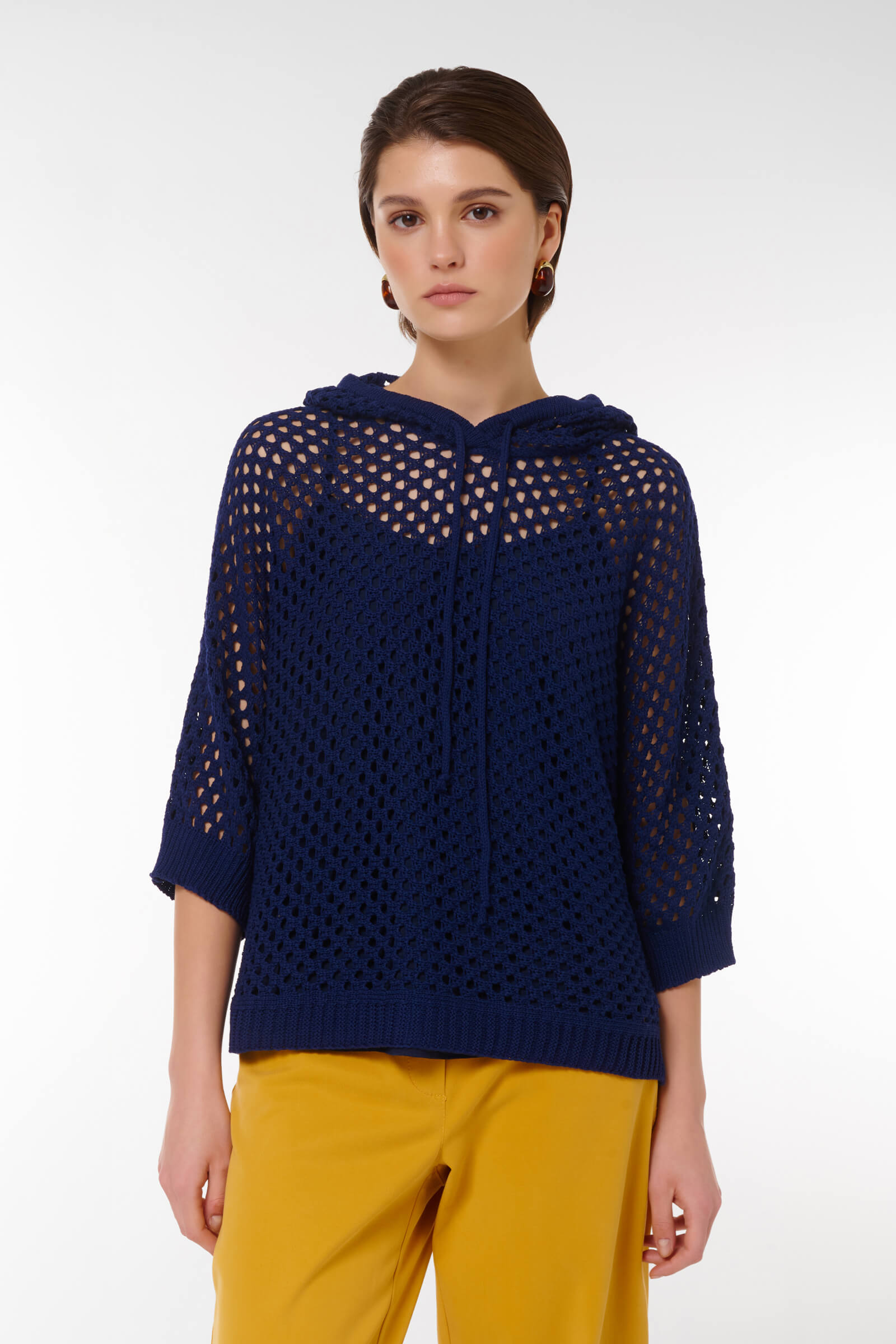 Джемпер с перфорацией цвета Синий 