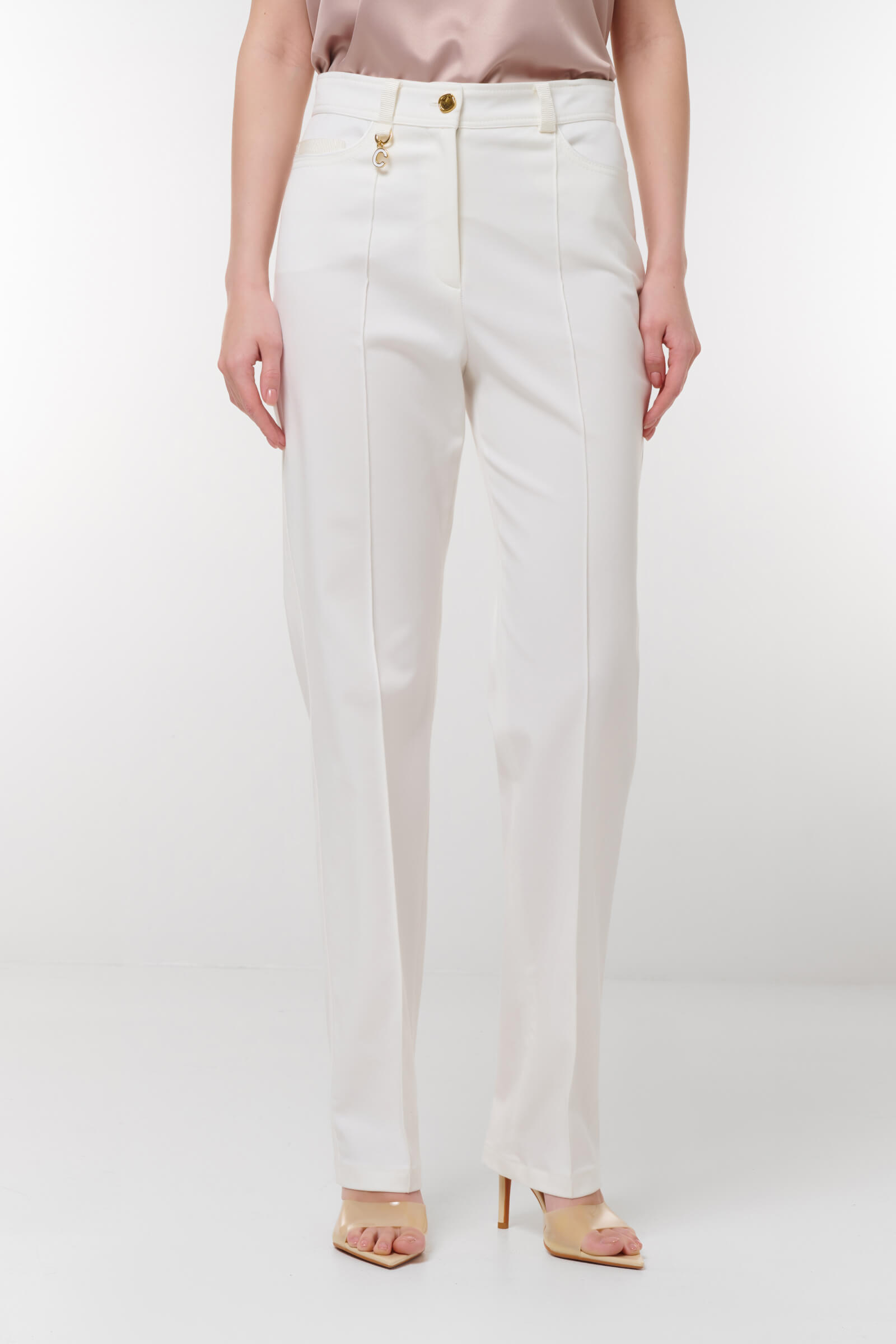 Брюки со стрелками цвета Кремовый 