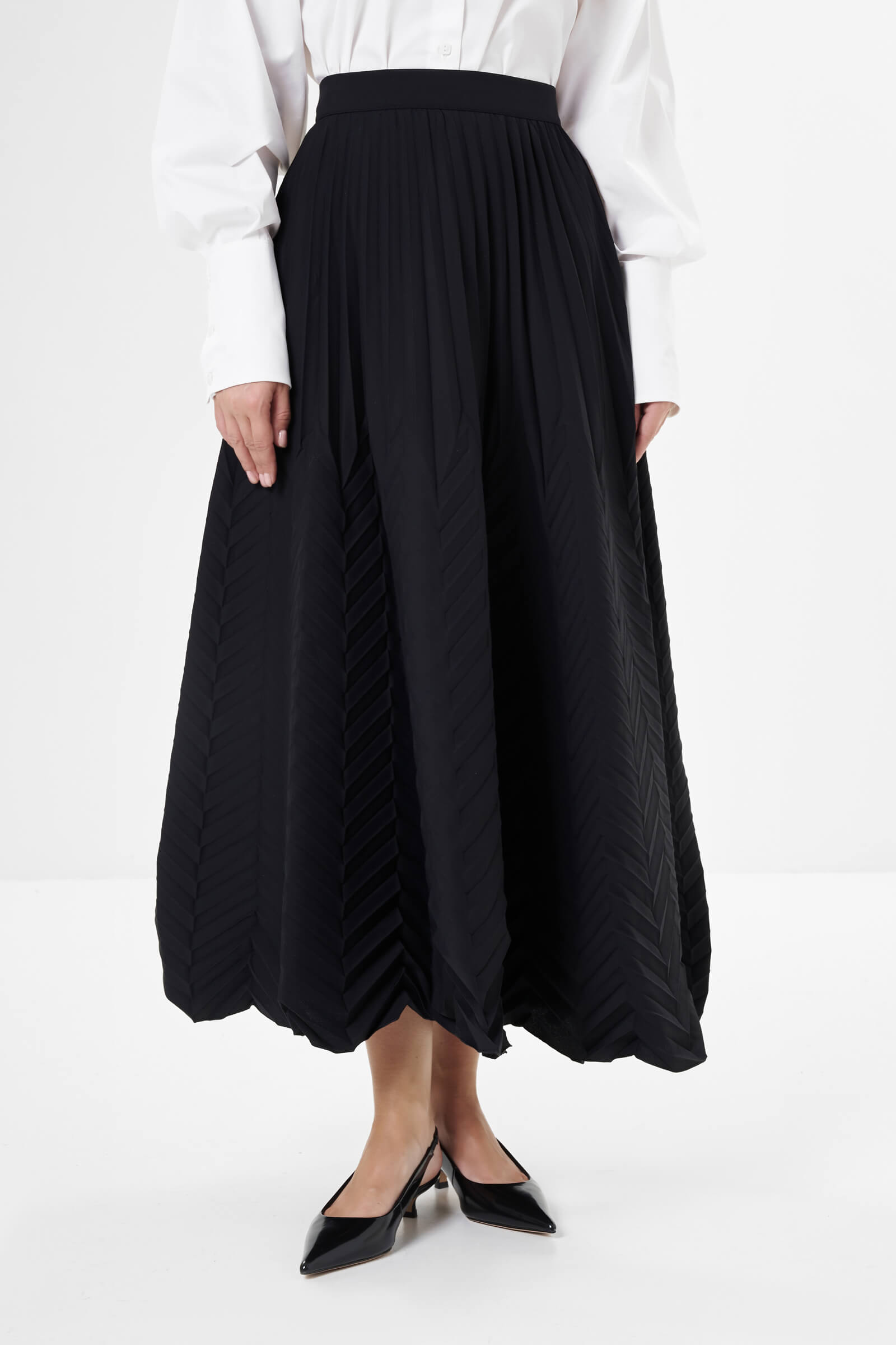 Плиссированная юбка из хлопка и вискозы цвета Черный 
