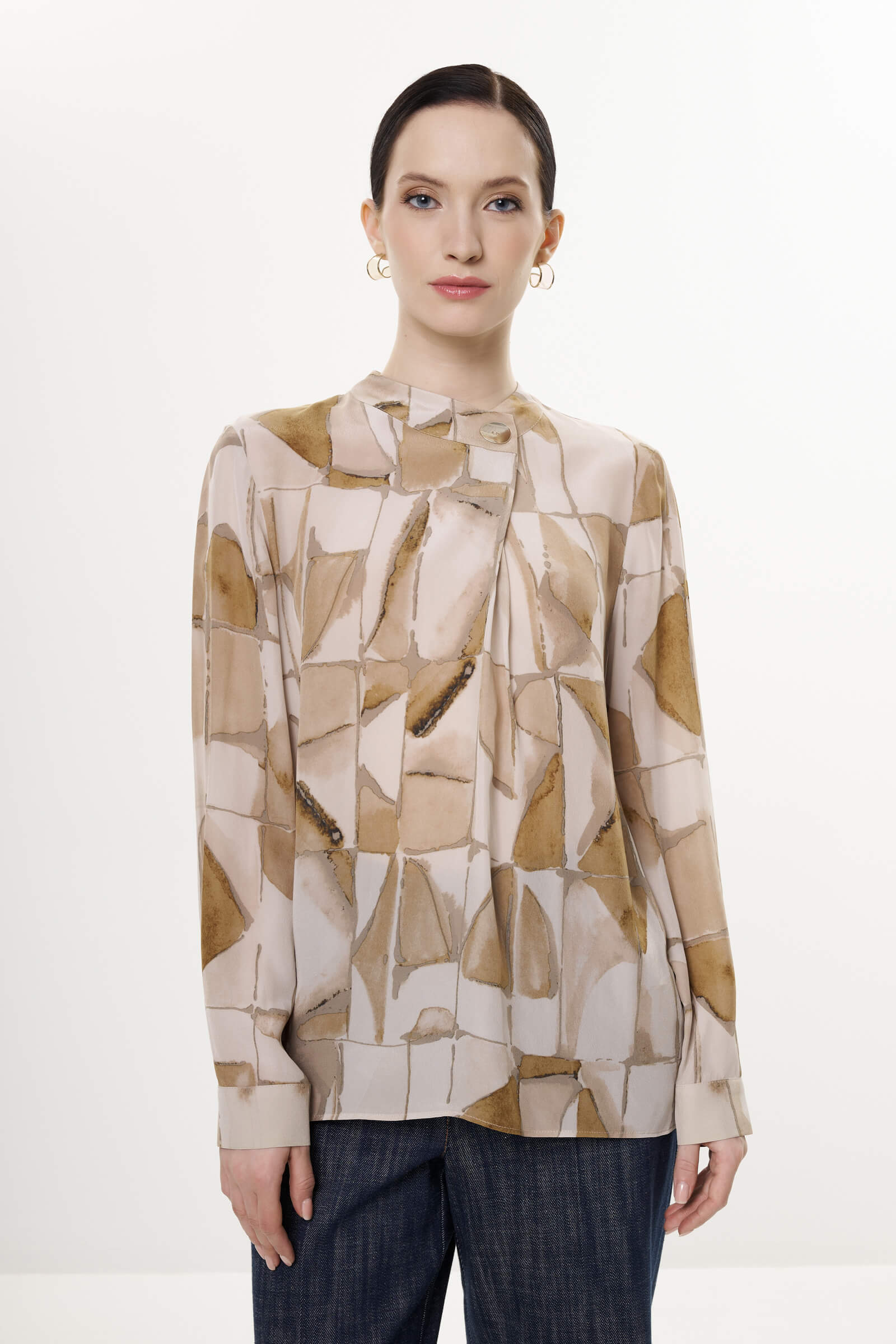 Блузка из 100% вискозы цвета Бежевый 