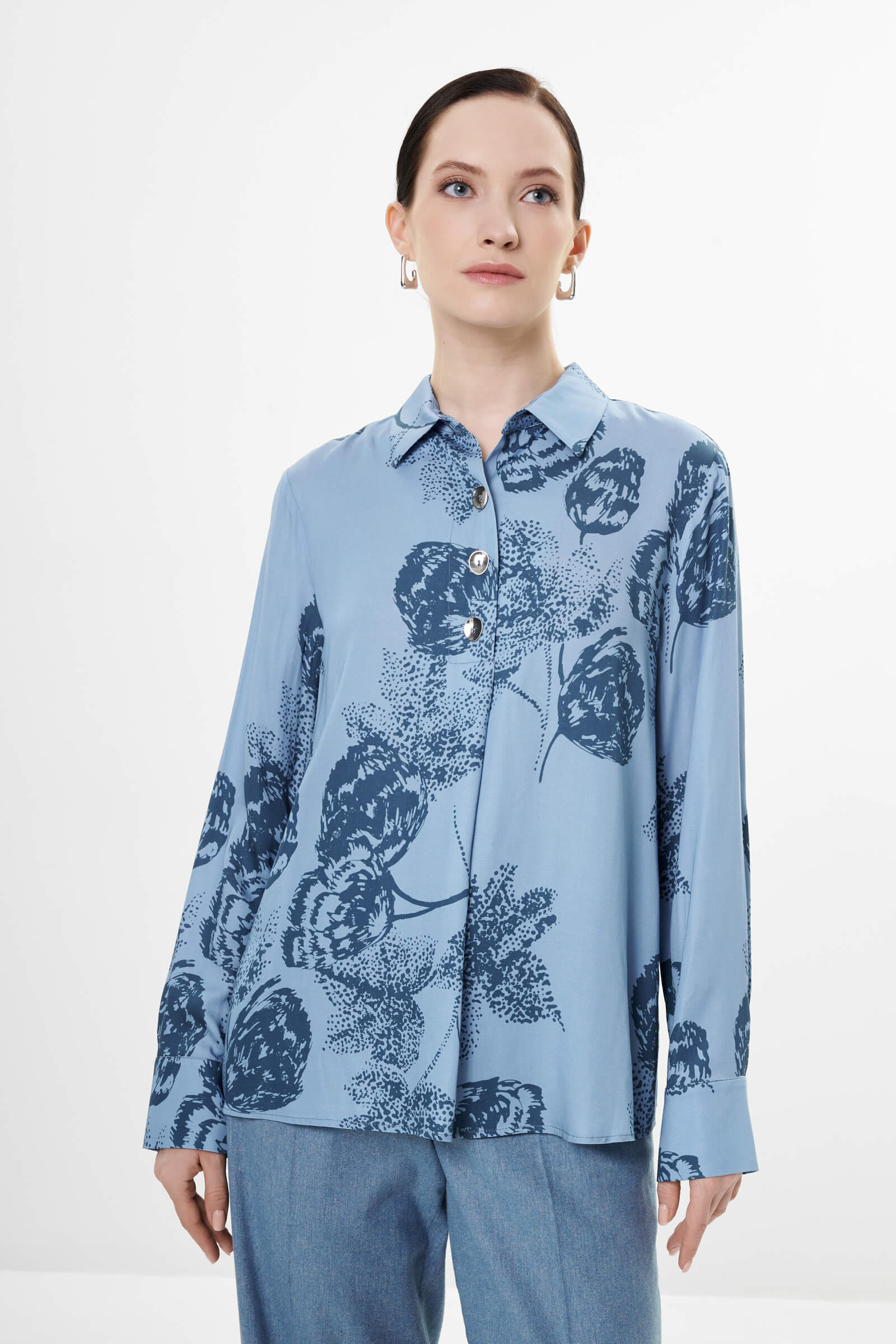 Блузка из 100% вискозы цвета Синий 