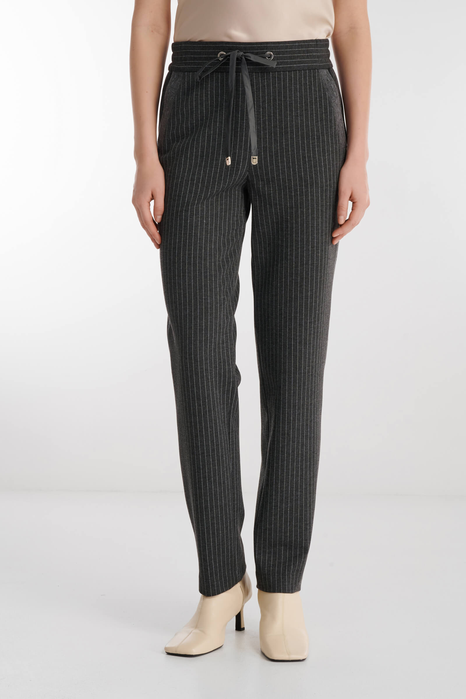 Брюки в полоску из смесовой вискозы цвета Серый 