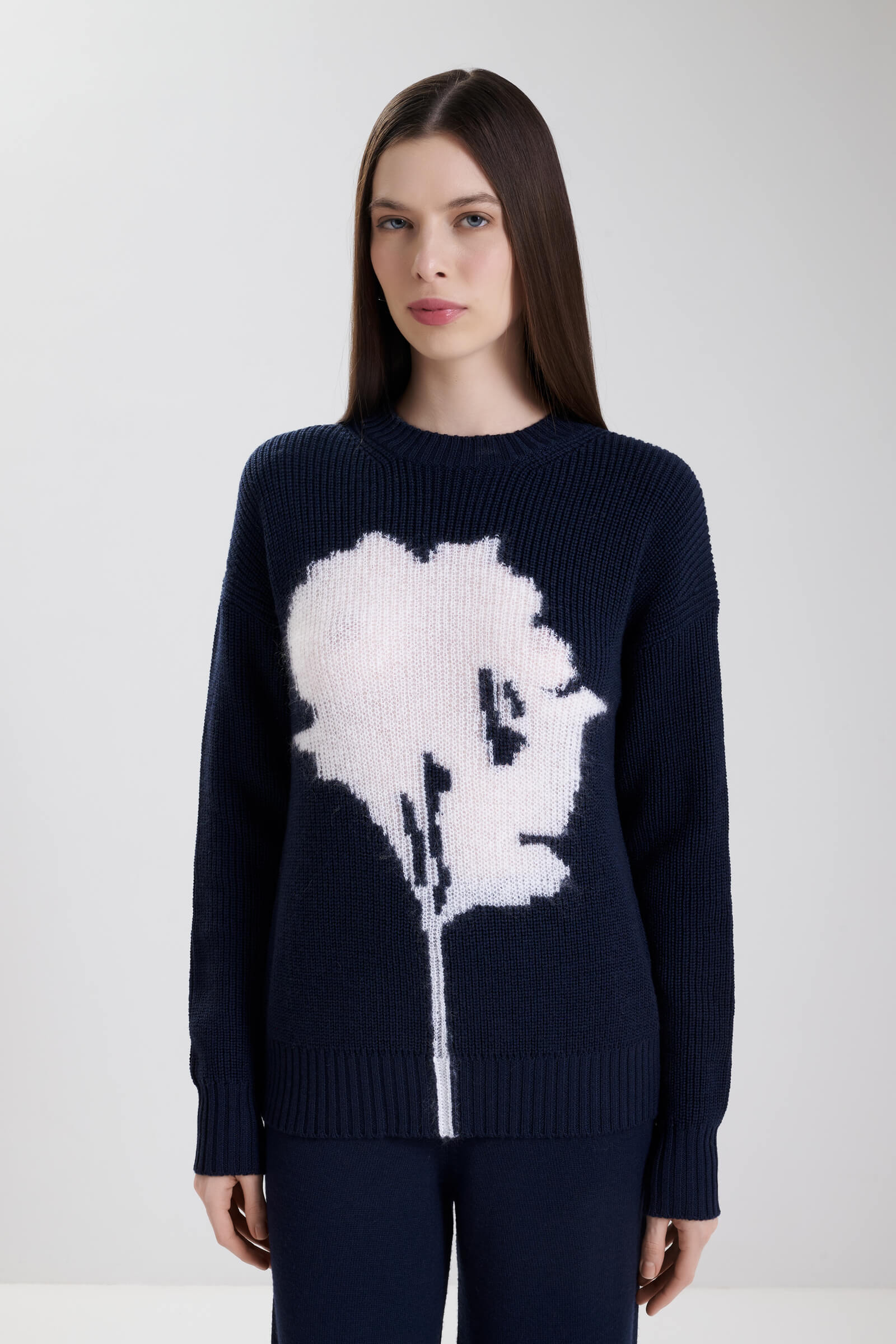 Джемпер из 100% шерсти цвета Синий 