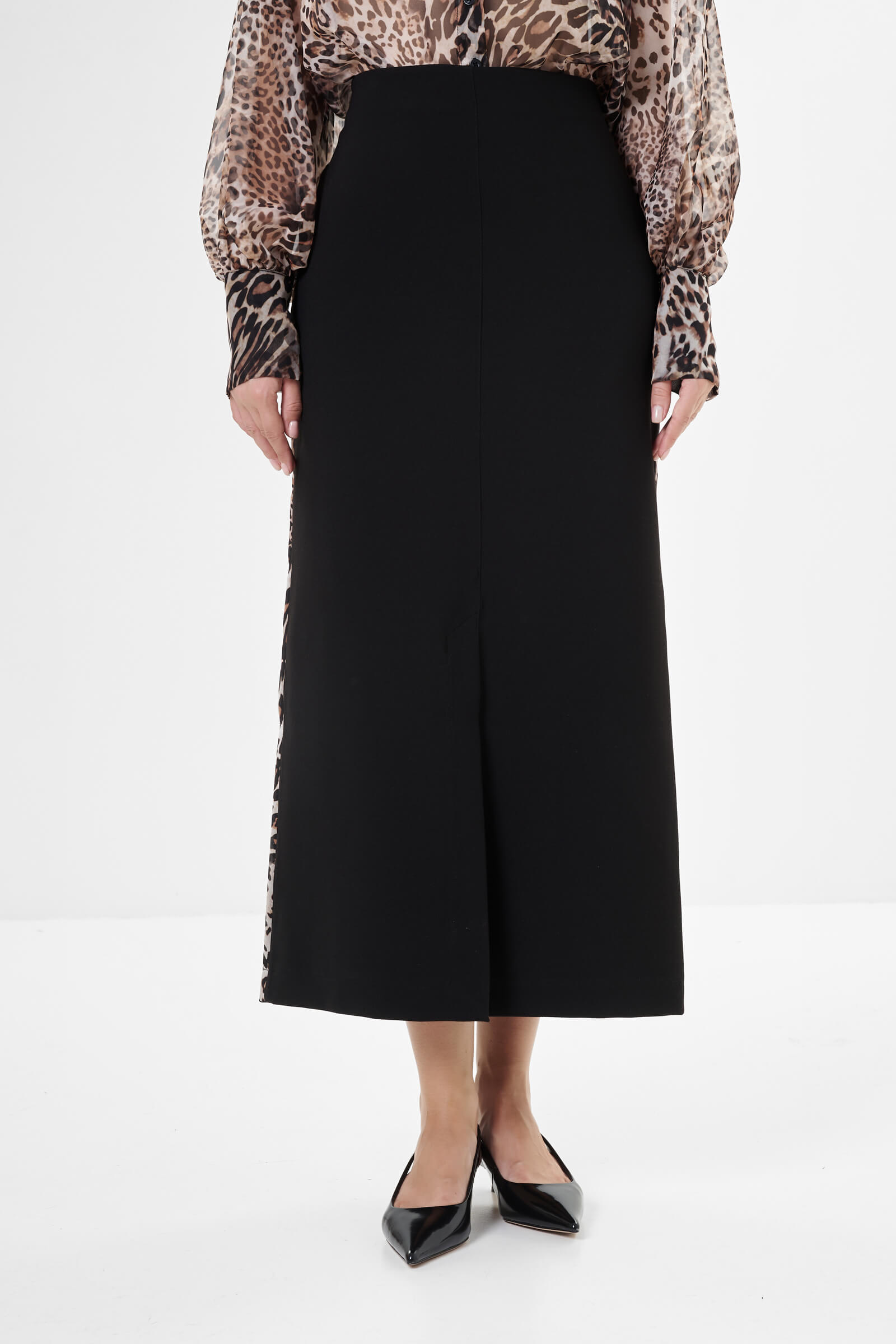 Юбка мидакси из смесовой вискозы цвета Коричневый 