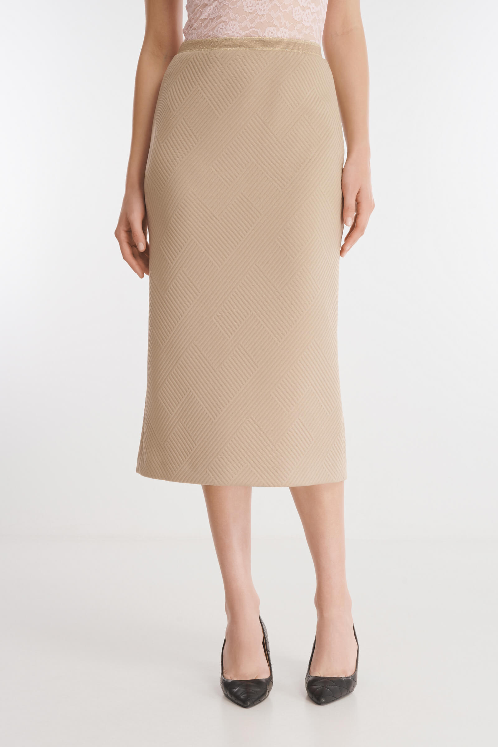 Фактурная юбка-карандаш цвета Бежевый 