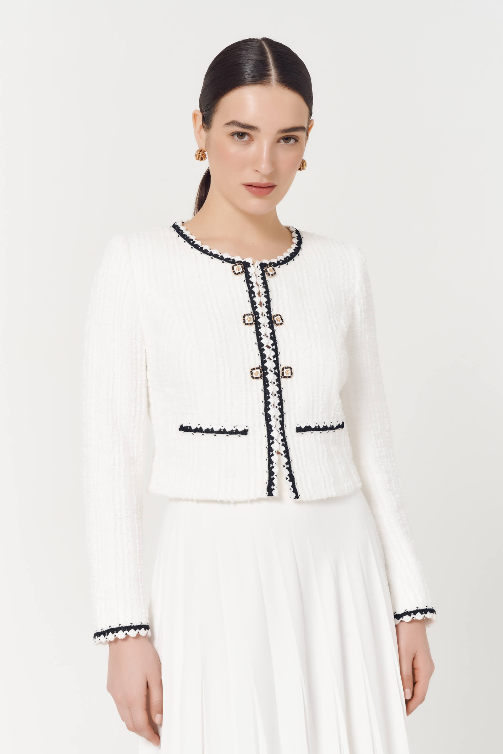 Жакет из твида цвета Белый 