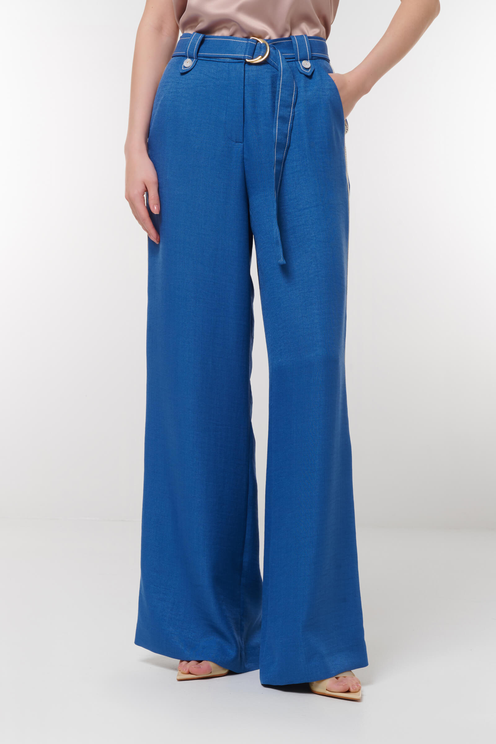 Брюки с контрастной строчкой цвета Синий 