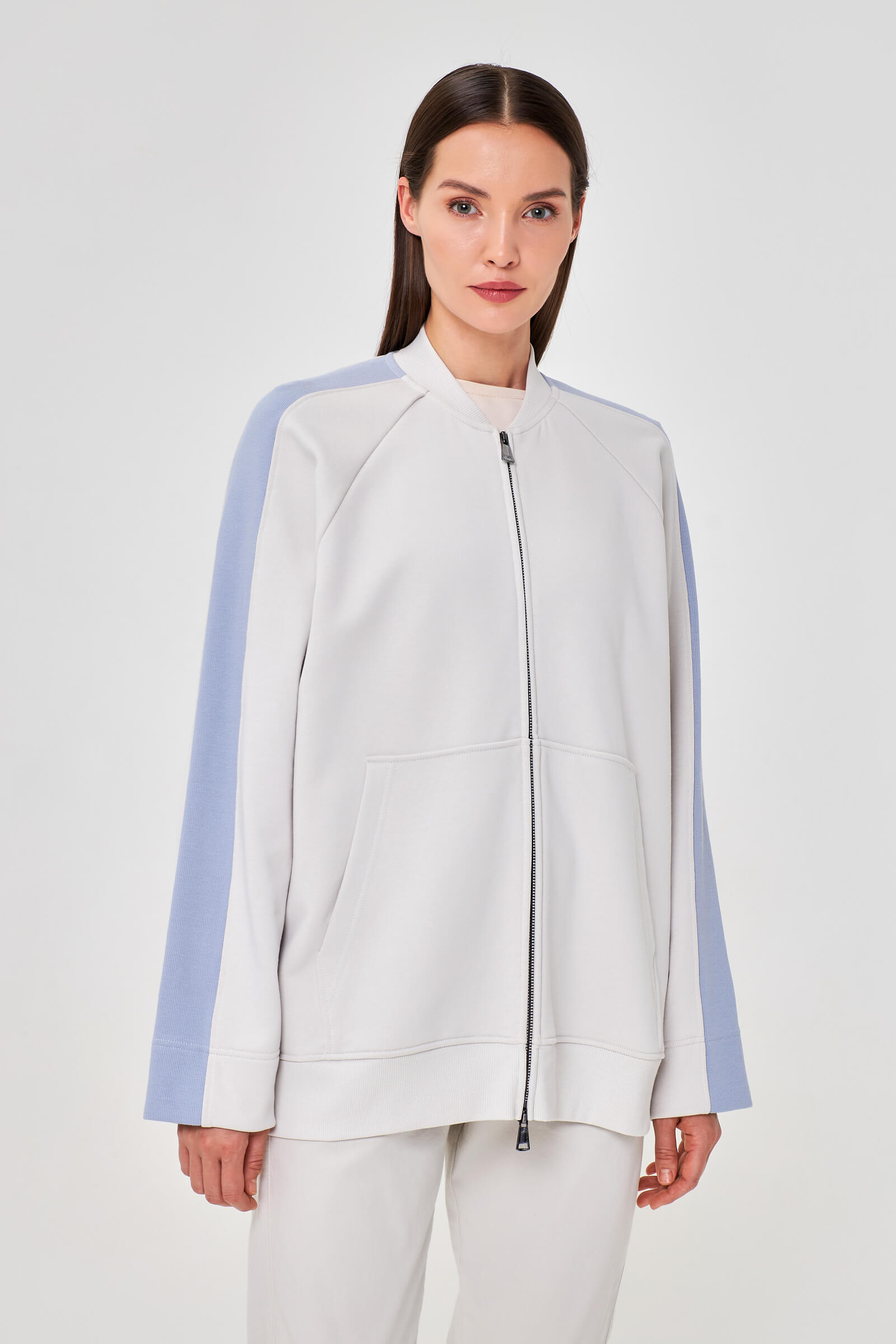 Удлиненная толстовка на молнии цвета Серый 