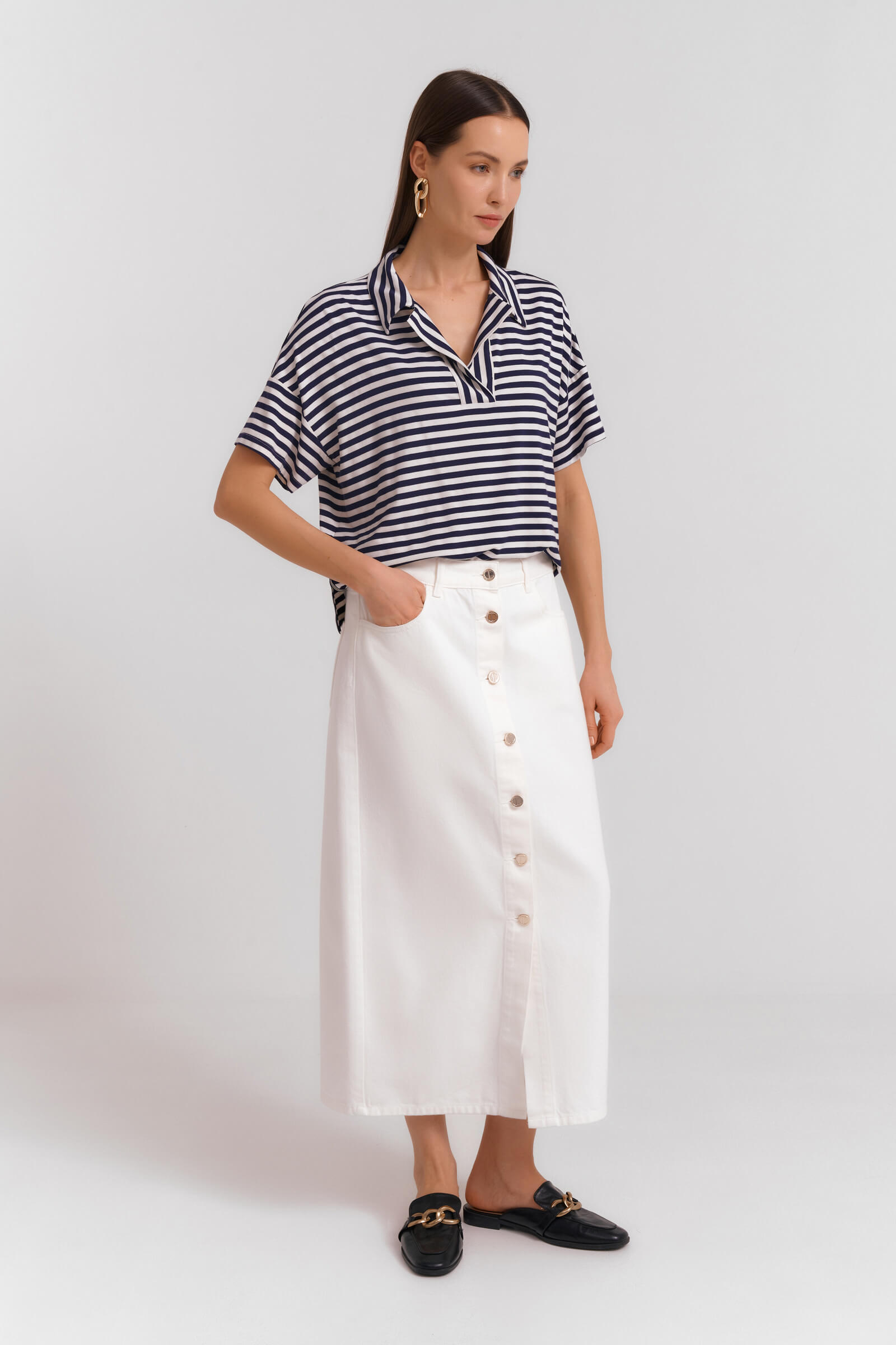 Юбка из денима на пуговицах Бренд Diana Gallesi