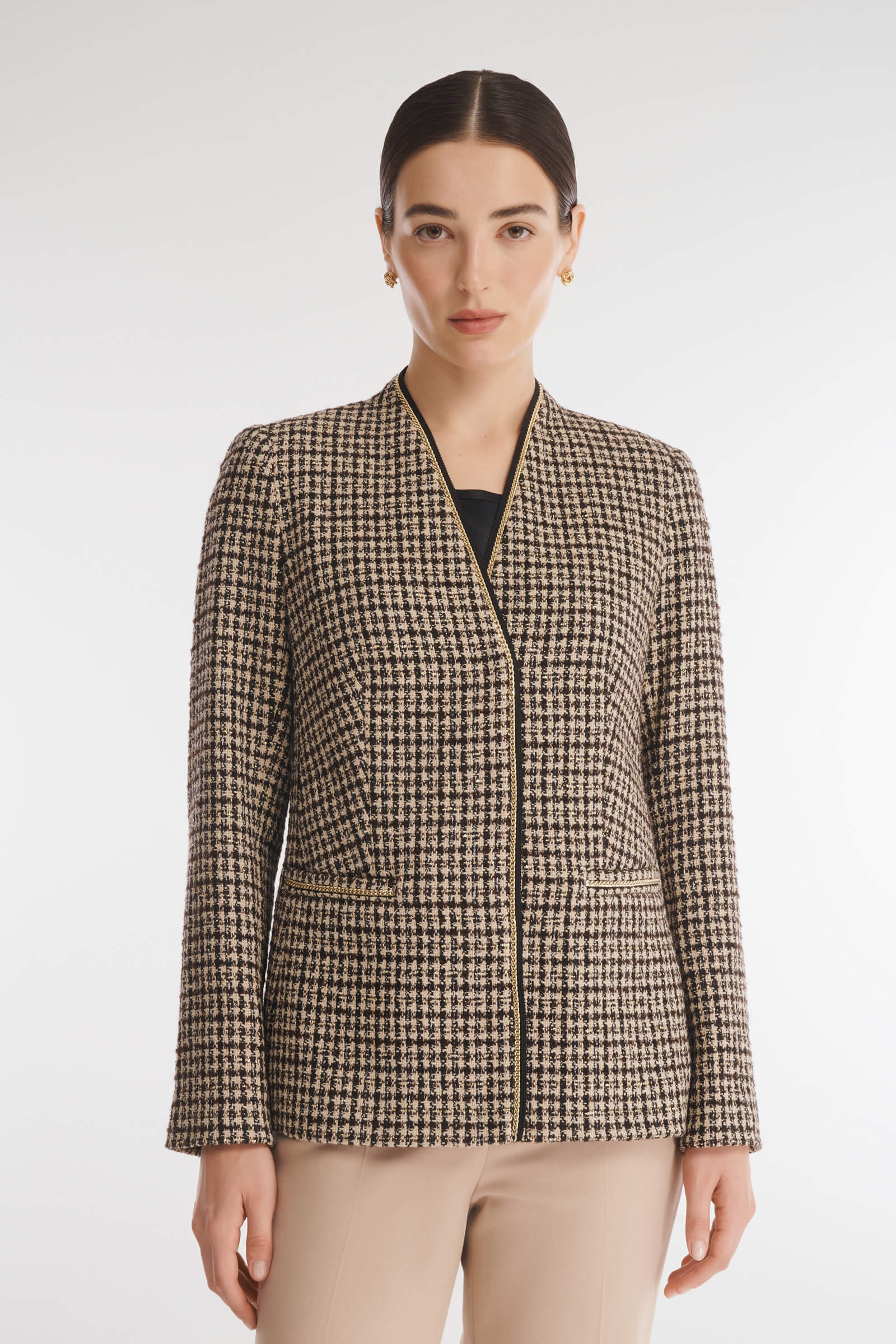 Жакет с V-образным вырезом цвета Мультиколор 