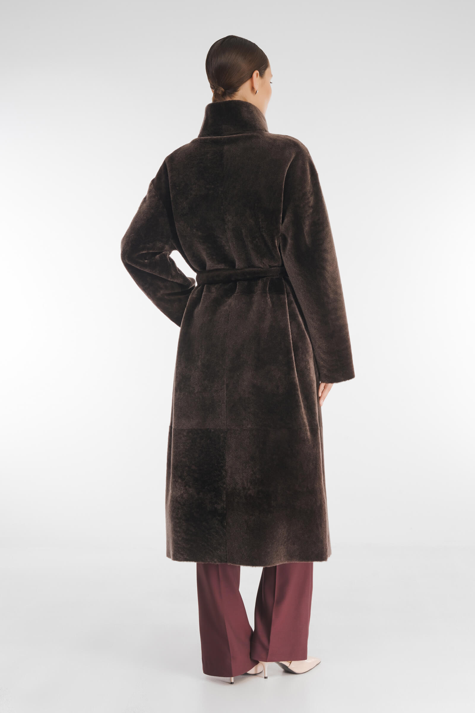 Двусторонняя дубленка с воротником-воронкой Бренд Caterina Leman