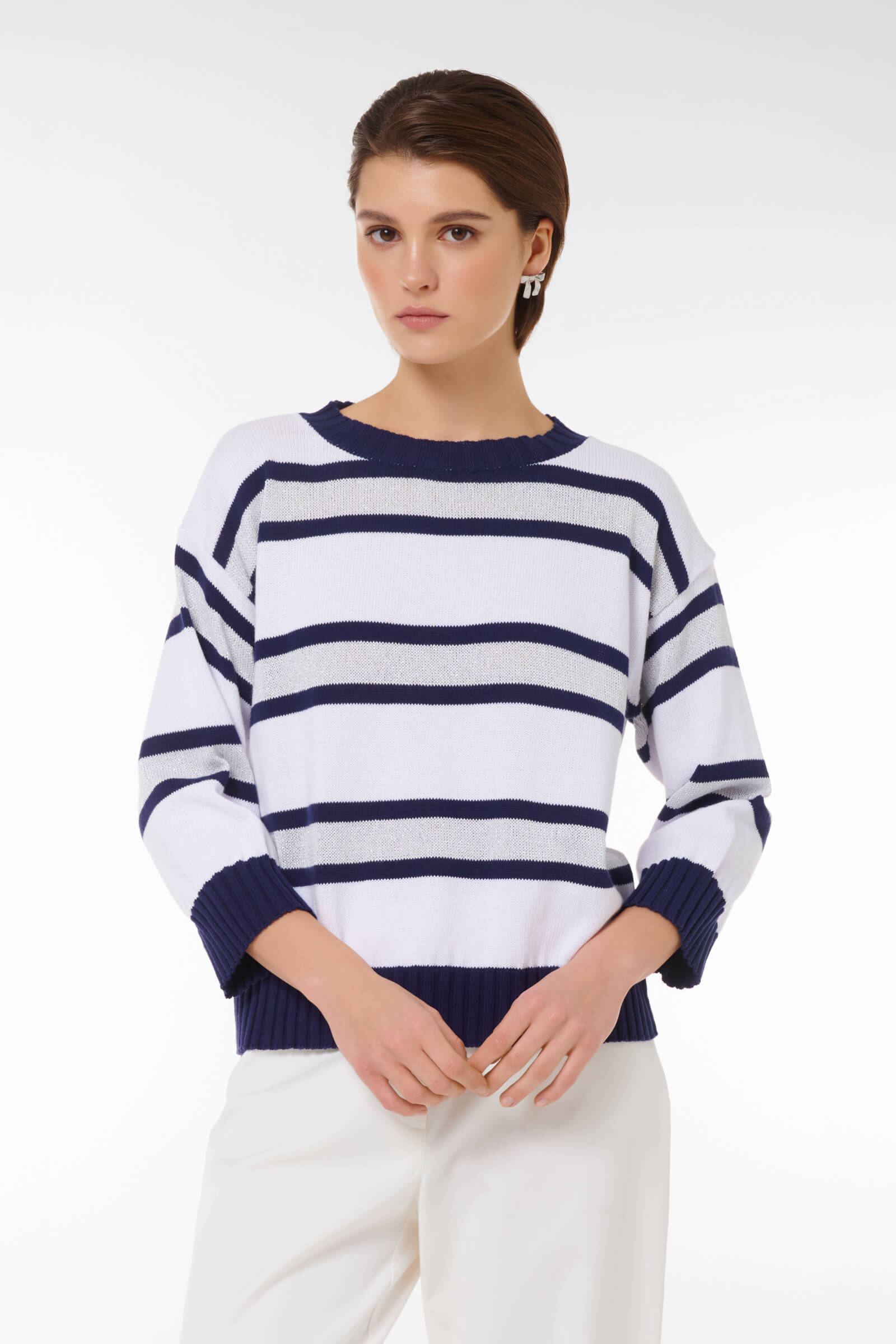 Джемпер с люрексом цвета Мультиколор 