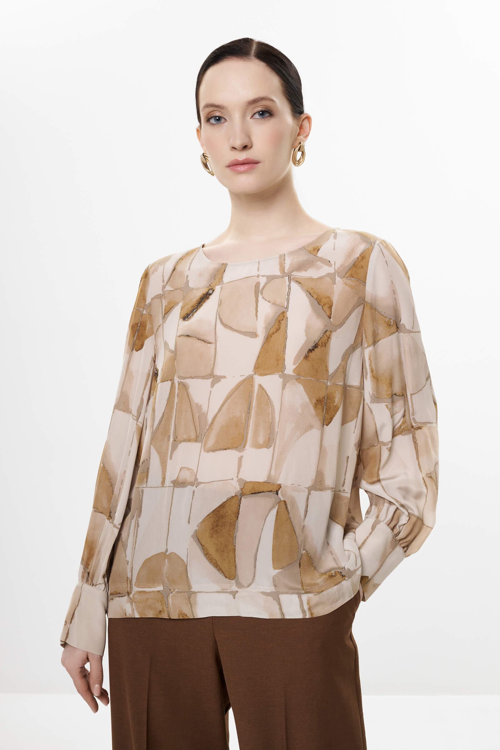 Блузка из 100% вискозы цвета Бежевый 